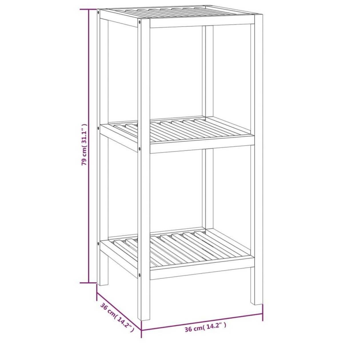 VIDAXL Etagere de salle de bain 36x36x79 cm Bois massif de noyer