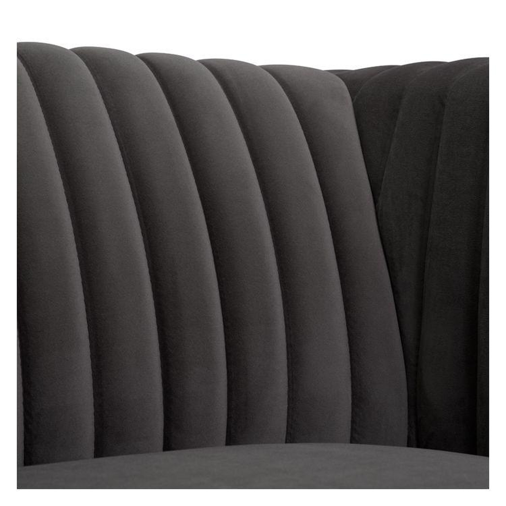 Voir la diapositive 6 : MAISON PAVANE Fauteuil en velours gris et pieds en métal doré-gatsby