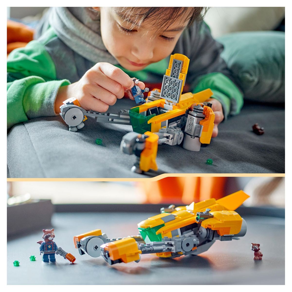 LEGO Marvel 76254 Le vaisseau de bébé Rocket, Jouet de Construction Vaisseau Spatial des Gardiens de la Galaxie Volume 3 pour Enfants avec Minifigurines Super-Héros Raton