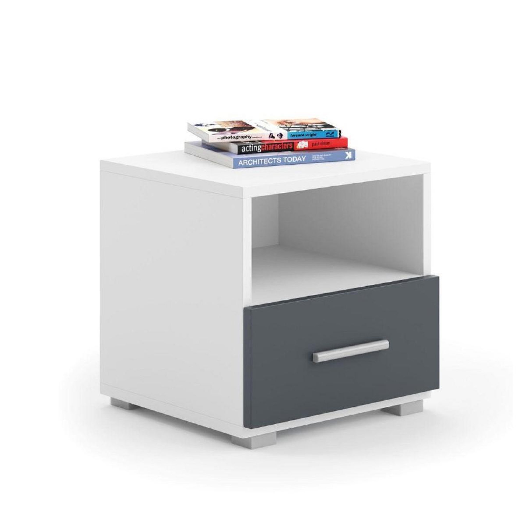 KOBI Table de Chevet Emi tiroir gris