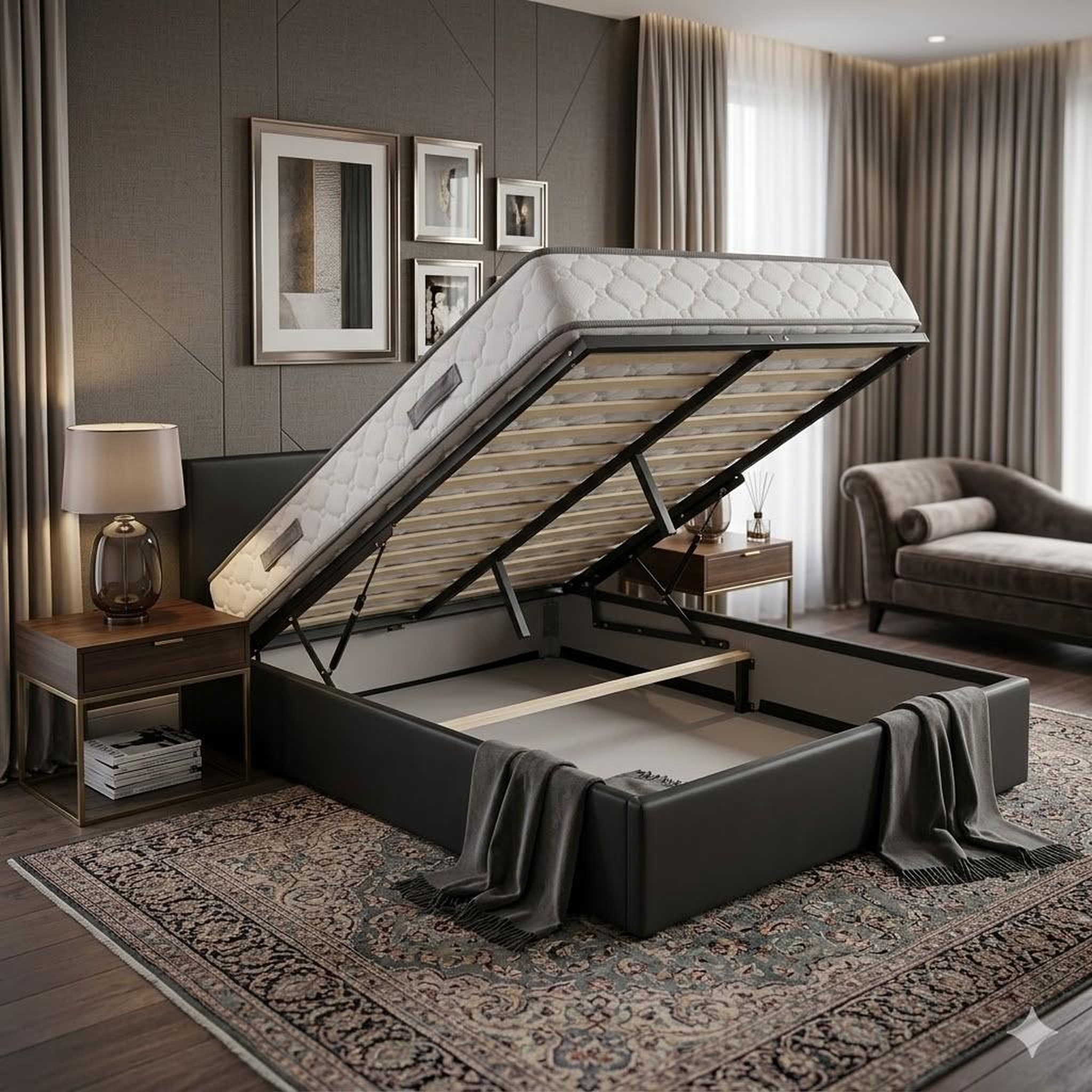 Voir la diapositive 1 : LITERIE JULIEN Ensemble Lit Coffre et Matelas  Soutien Très Ferme Haute