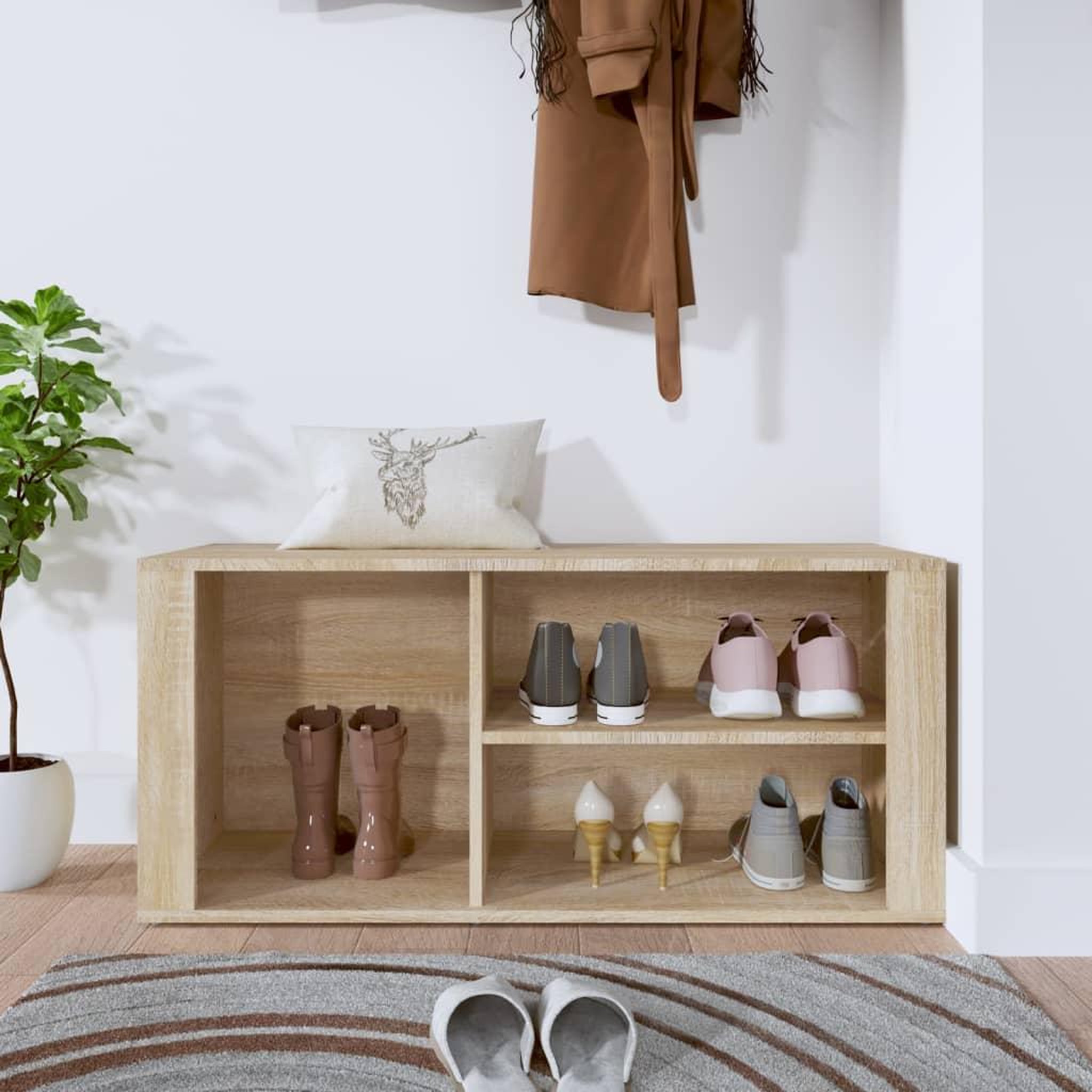 Voir la diapositive 3 : VIDAXL Armoire a chaussures Chene sonoma 100x35x45cm Bois d'ingenierie