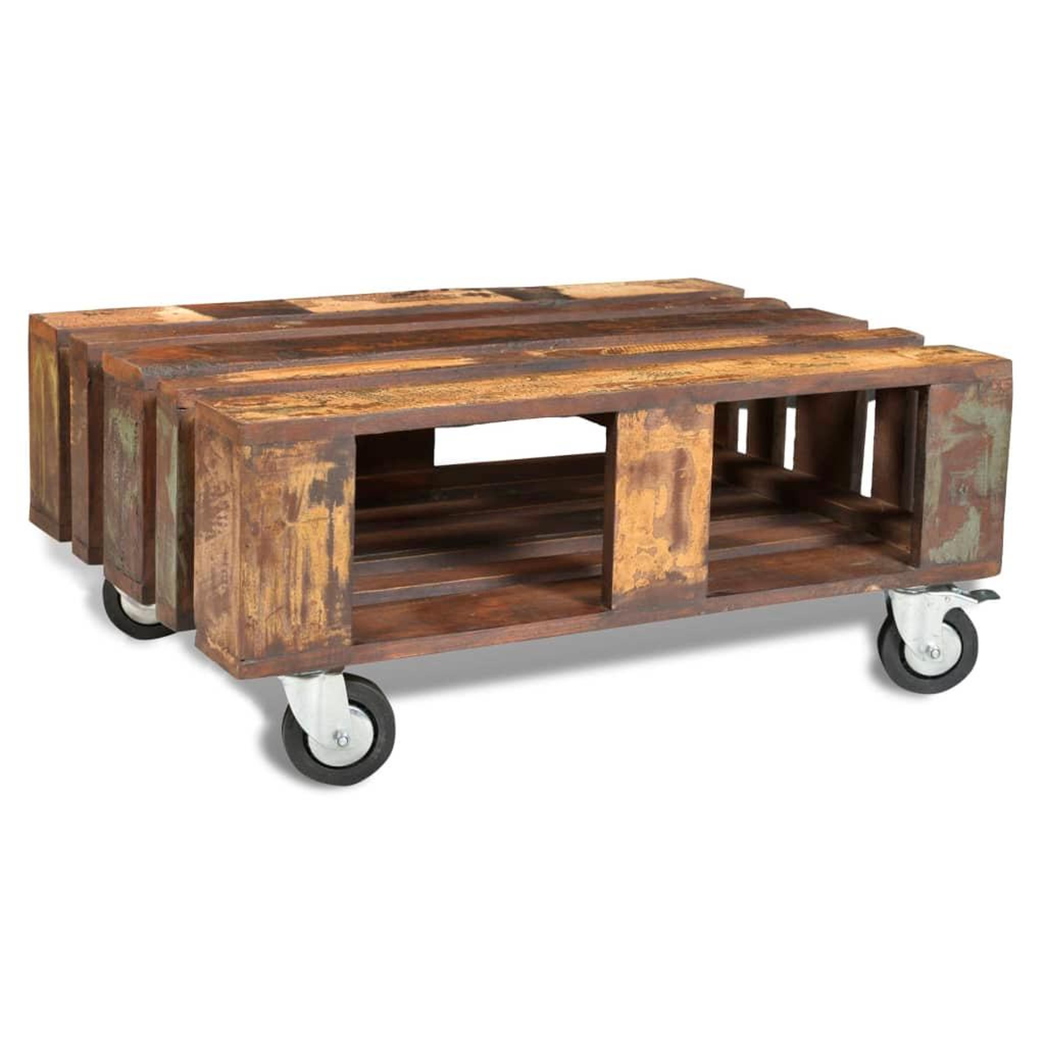 Voir la diapositive 4 : VIDAXL Table basse avec 4 roulettes Bois recycle