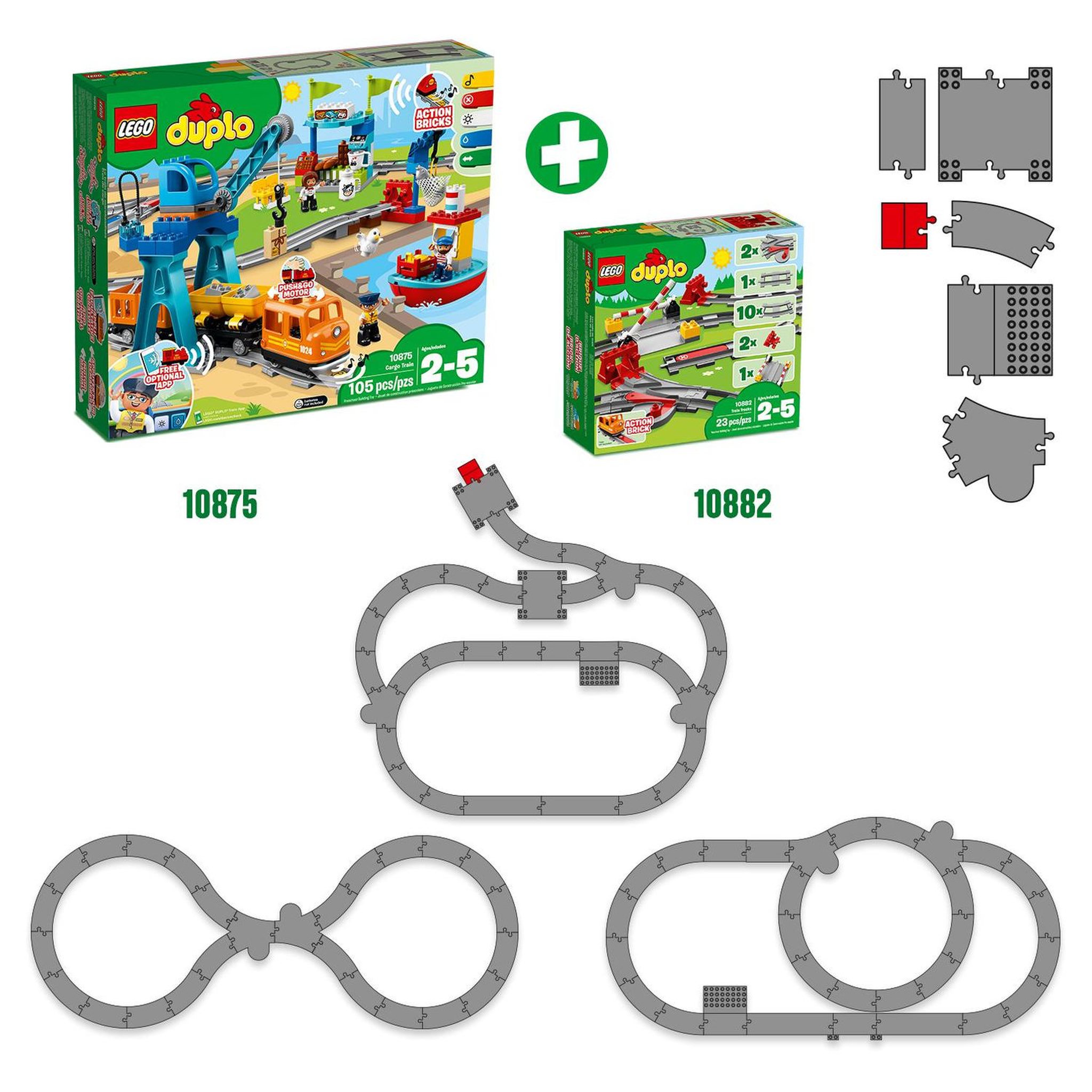 Voir la diapositive 6 : LEGO LEGO DUPLO Ma Ville 10882 Les Rails du Train, Jeu de Construction pour Enfant