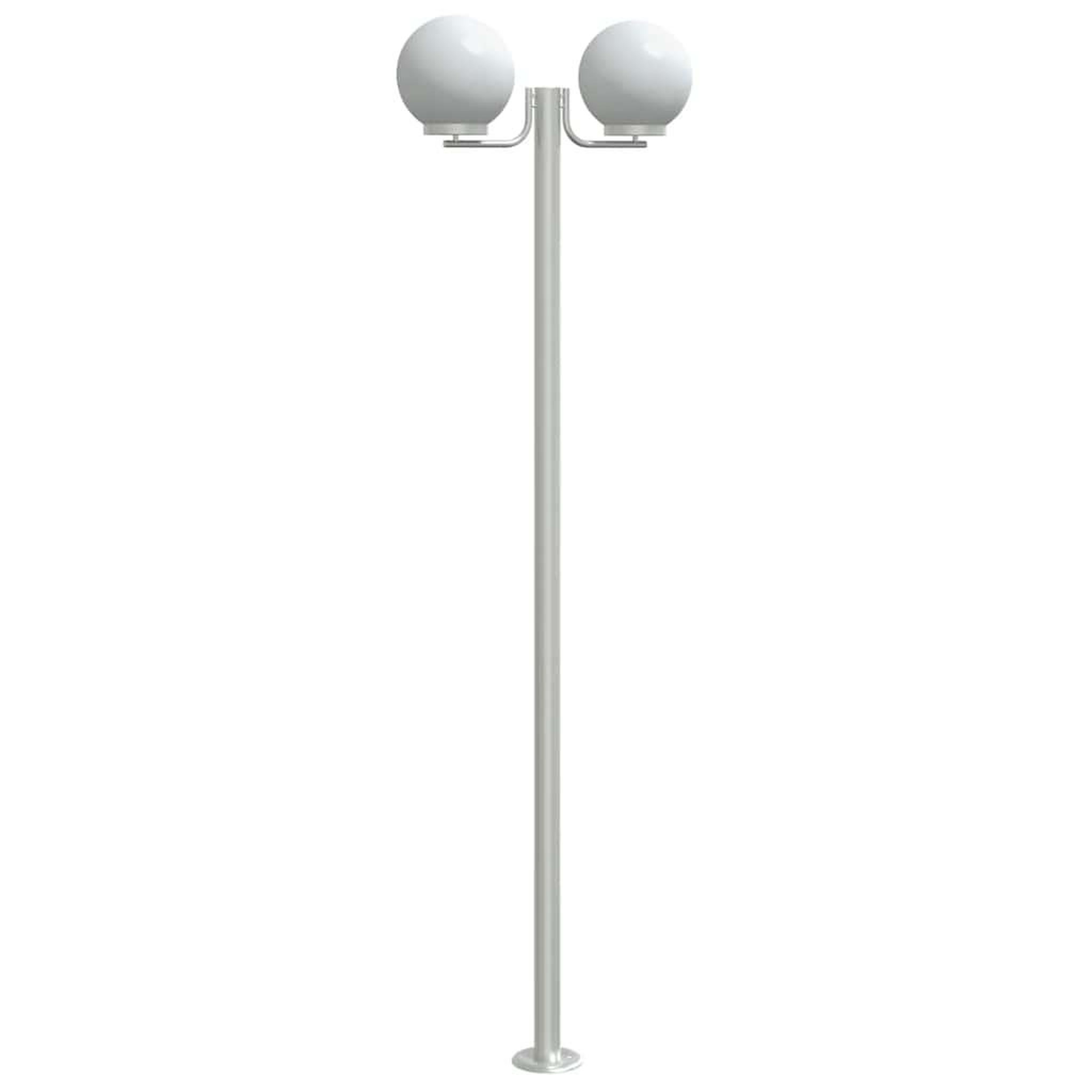 Voir la diapositive 4 : VIDAXL Lampadaires d'exterieur 3 pcs argente 215 cm acier inoxydable