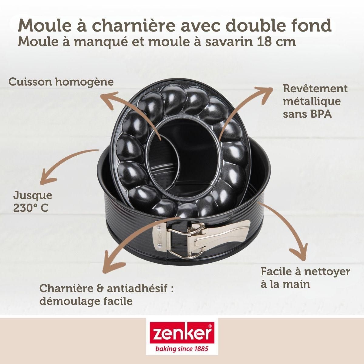 ZENKER Moule à manqué à charnière avec fond à savarin 18 cm Zenker Black Metallic