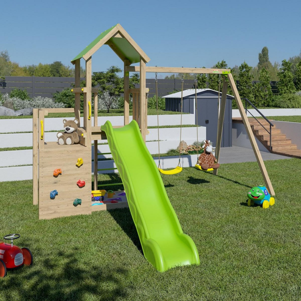 trigano Aire de jeux avec toboggan - Bois - H2,20m - XPERIENCE