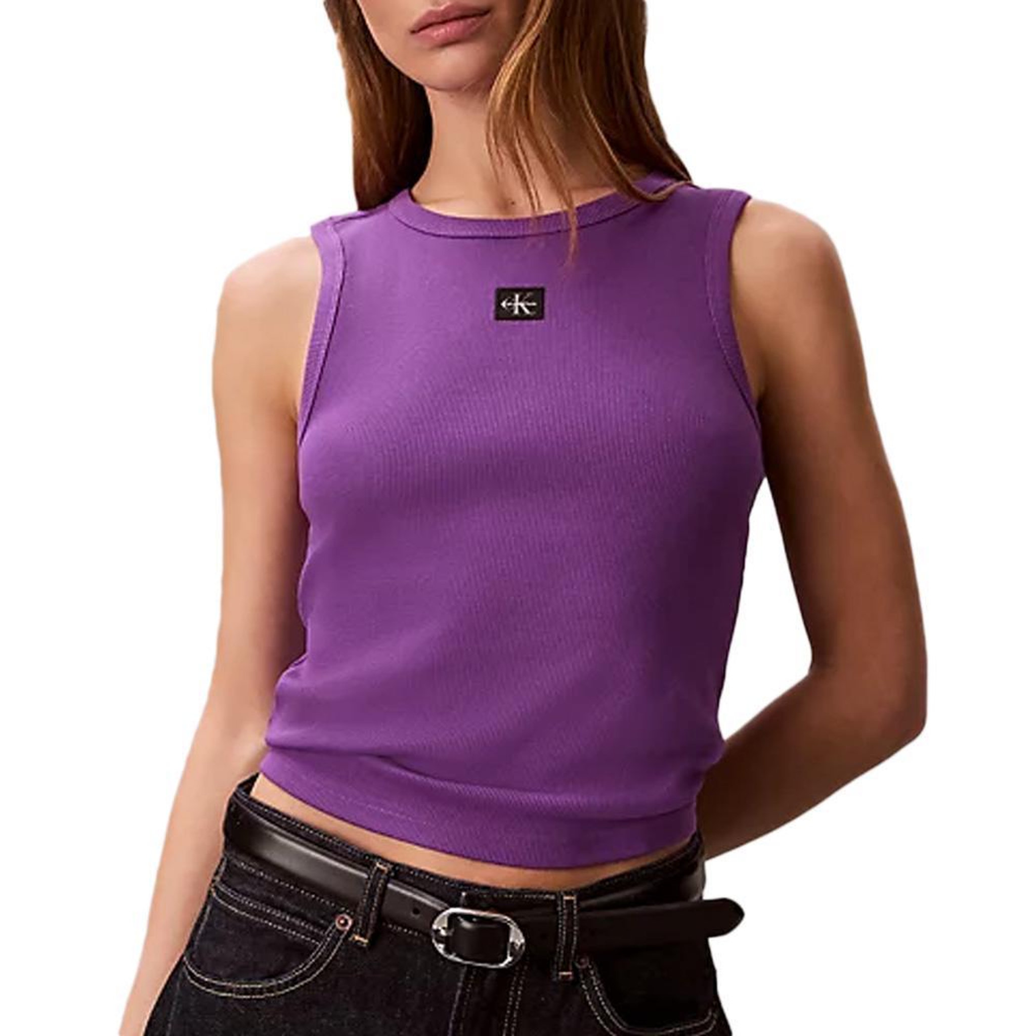 CALVIN KLEIN JEANS Débardeur Violet Femme Calvin Klein Jeans A Woven Label. Coloris disponibles : Violet