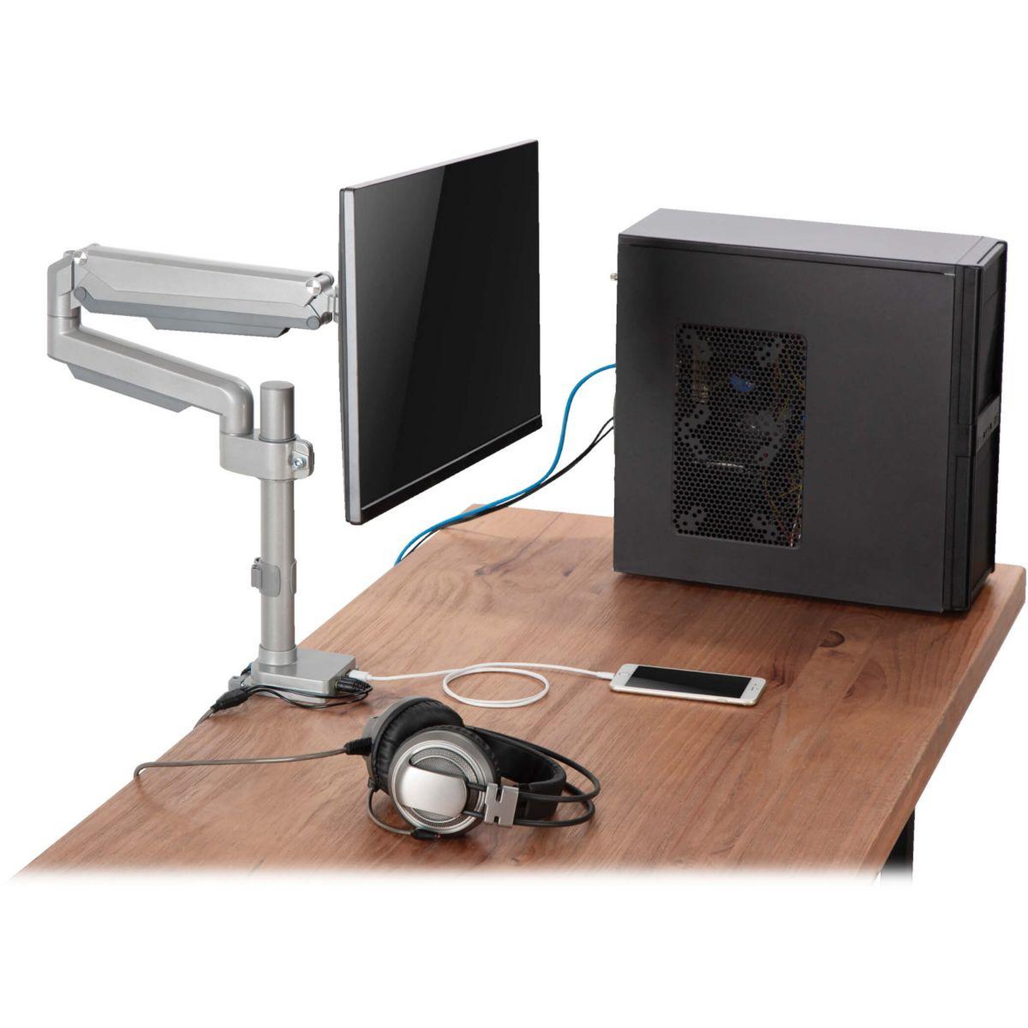 Voir la diapositive 3 : Eaton Support ordinateur portable 1 écranbras flexible en aluminium 1 port