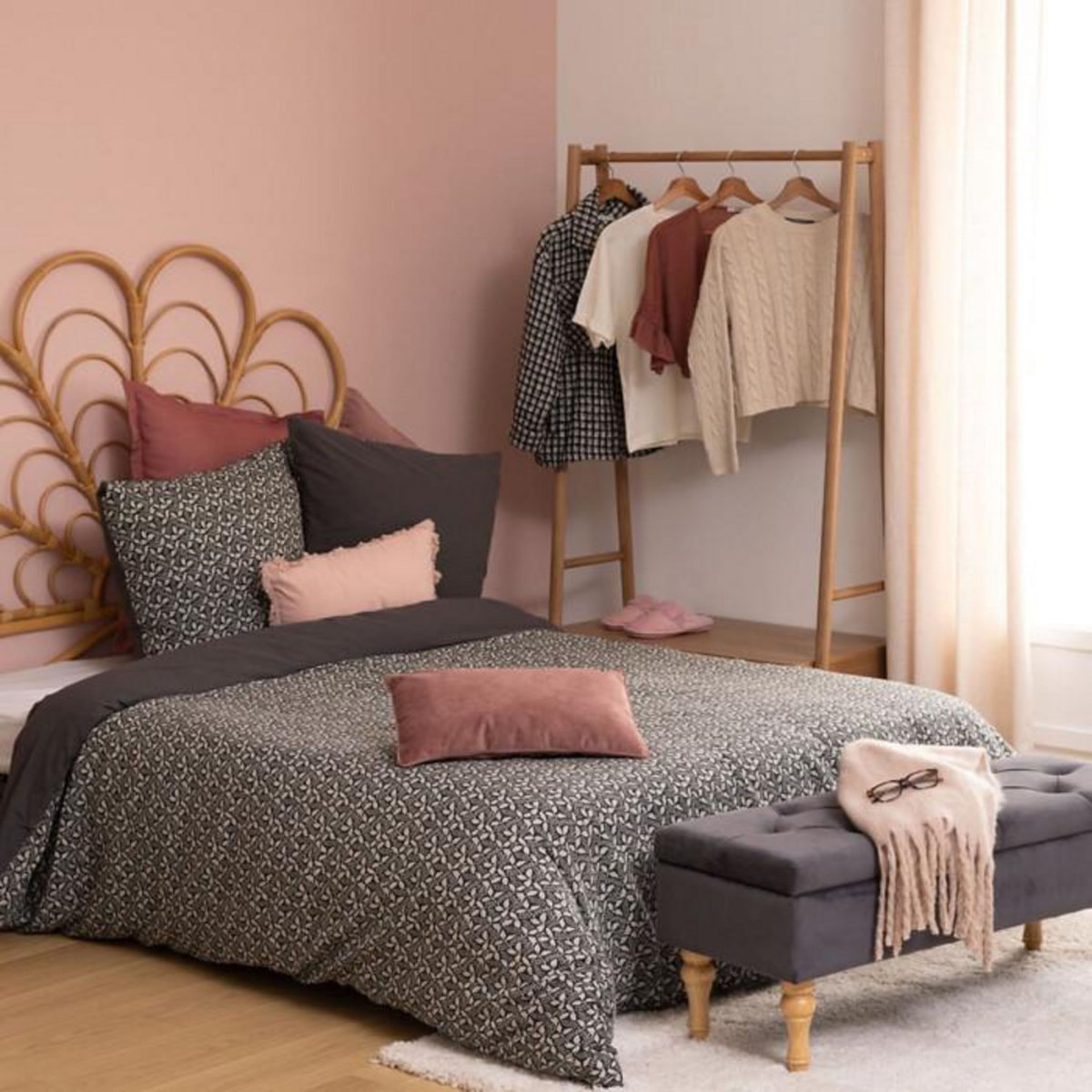 ATMOSPHERA Parure de Lit 3 Pièces  Motifs  240x220cm Gris