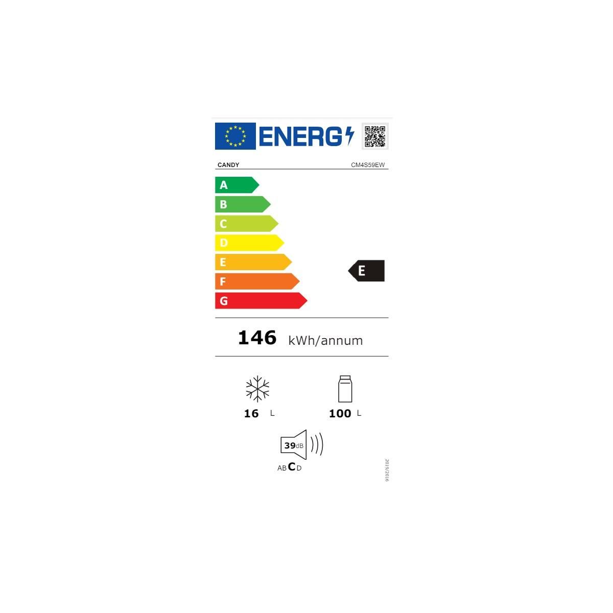 Candy Réfrigérateur 1 porte intégrable à glissière 116l - CM4S59EW