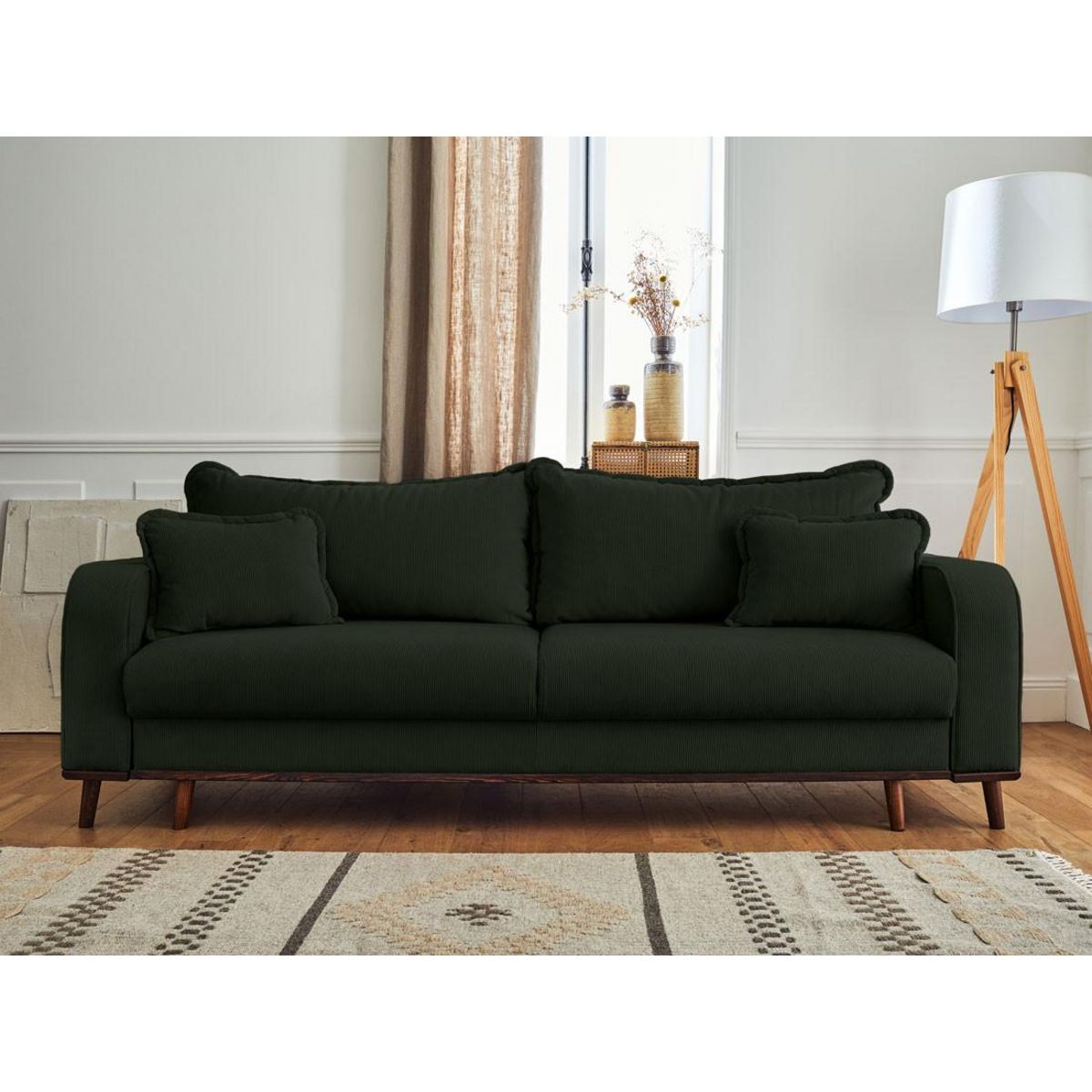 LISA DESIGN Albane - canapé 3 places - convertible avec coffre - en velours côtelé