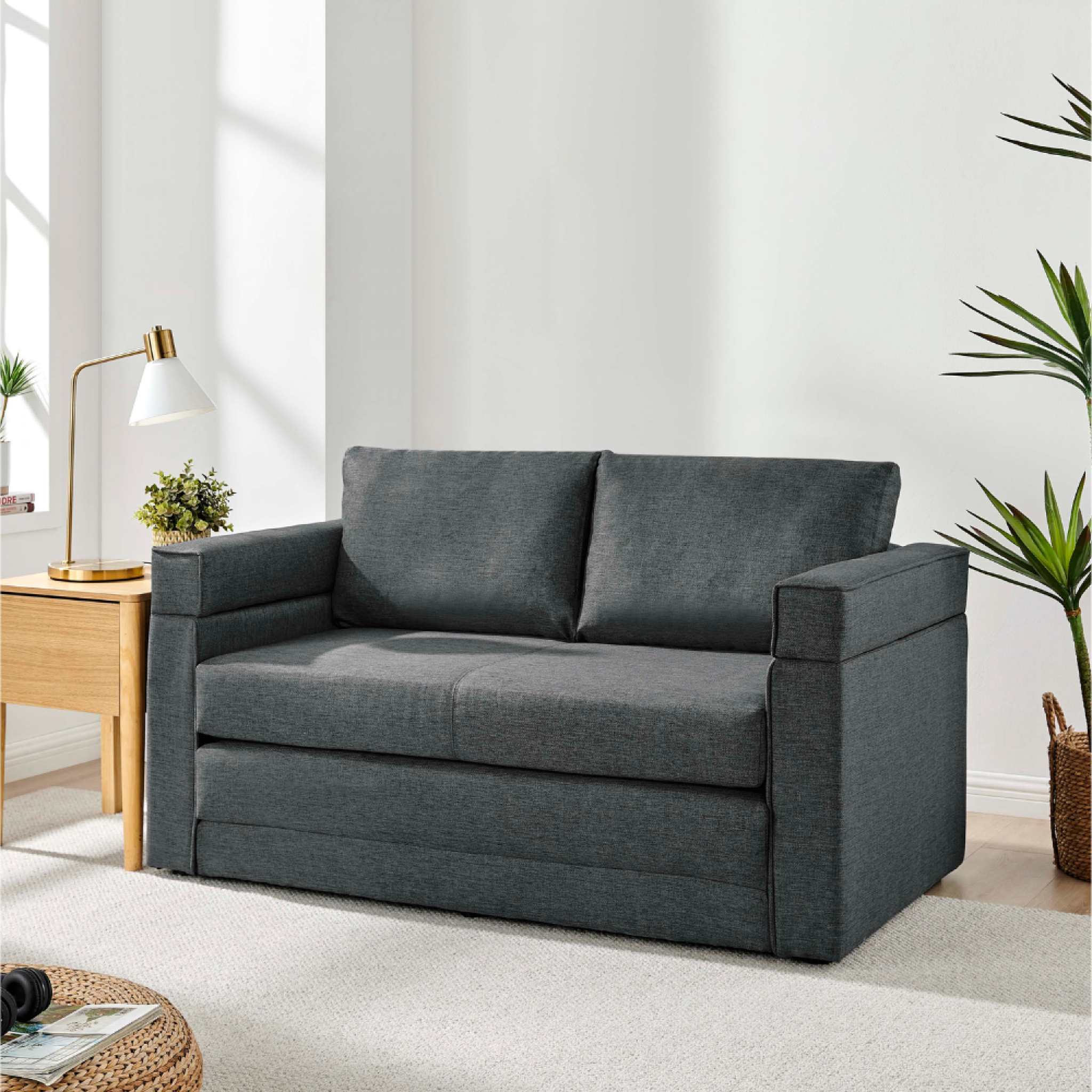 Voir la diapositive 2 : CONCEPT USINE Canapé convertible 2 places en tissu gris foncé edimbourg