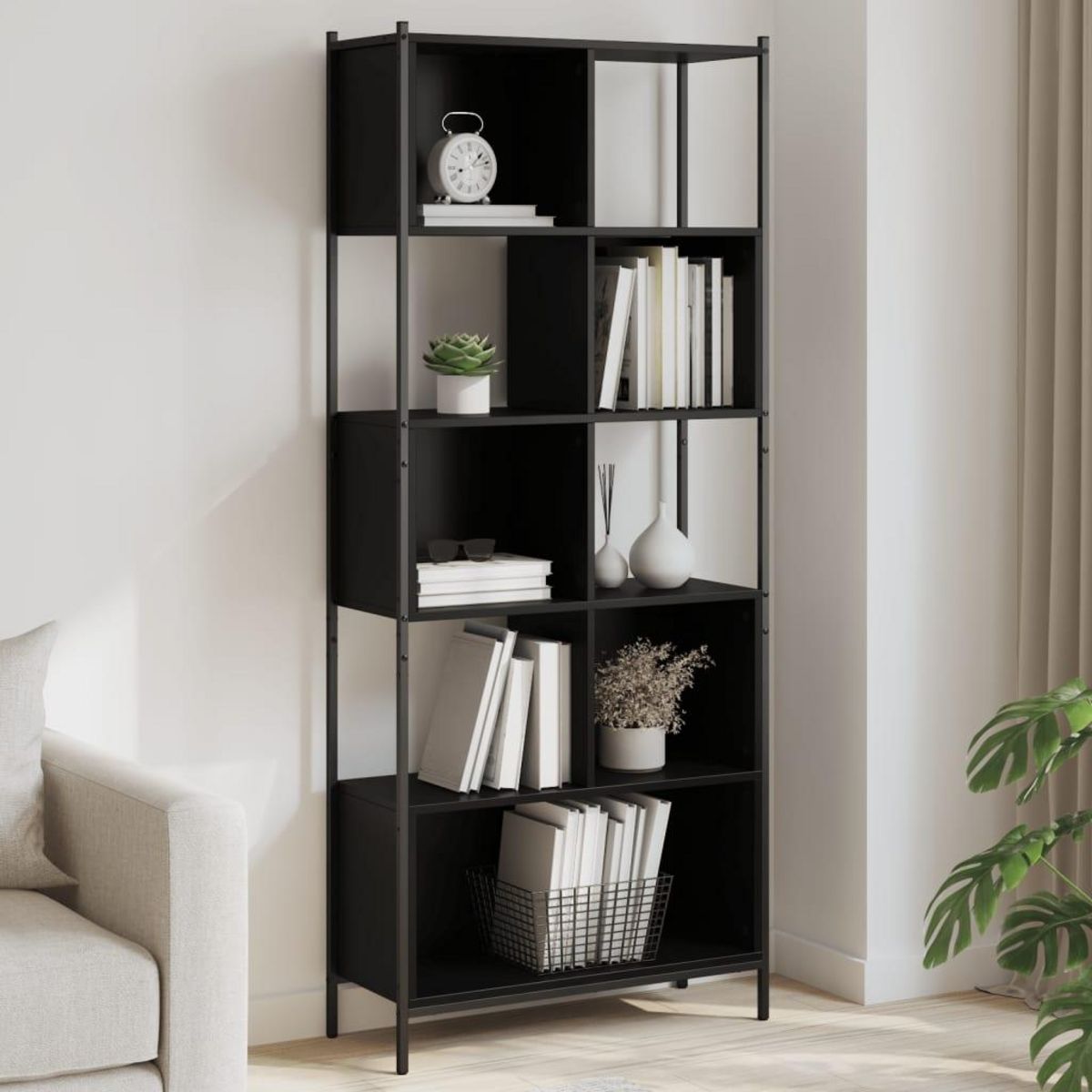 VIDAXL Bibliotheque noir 72x28x172 cm bois d'ingenierie