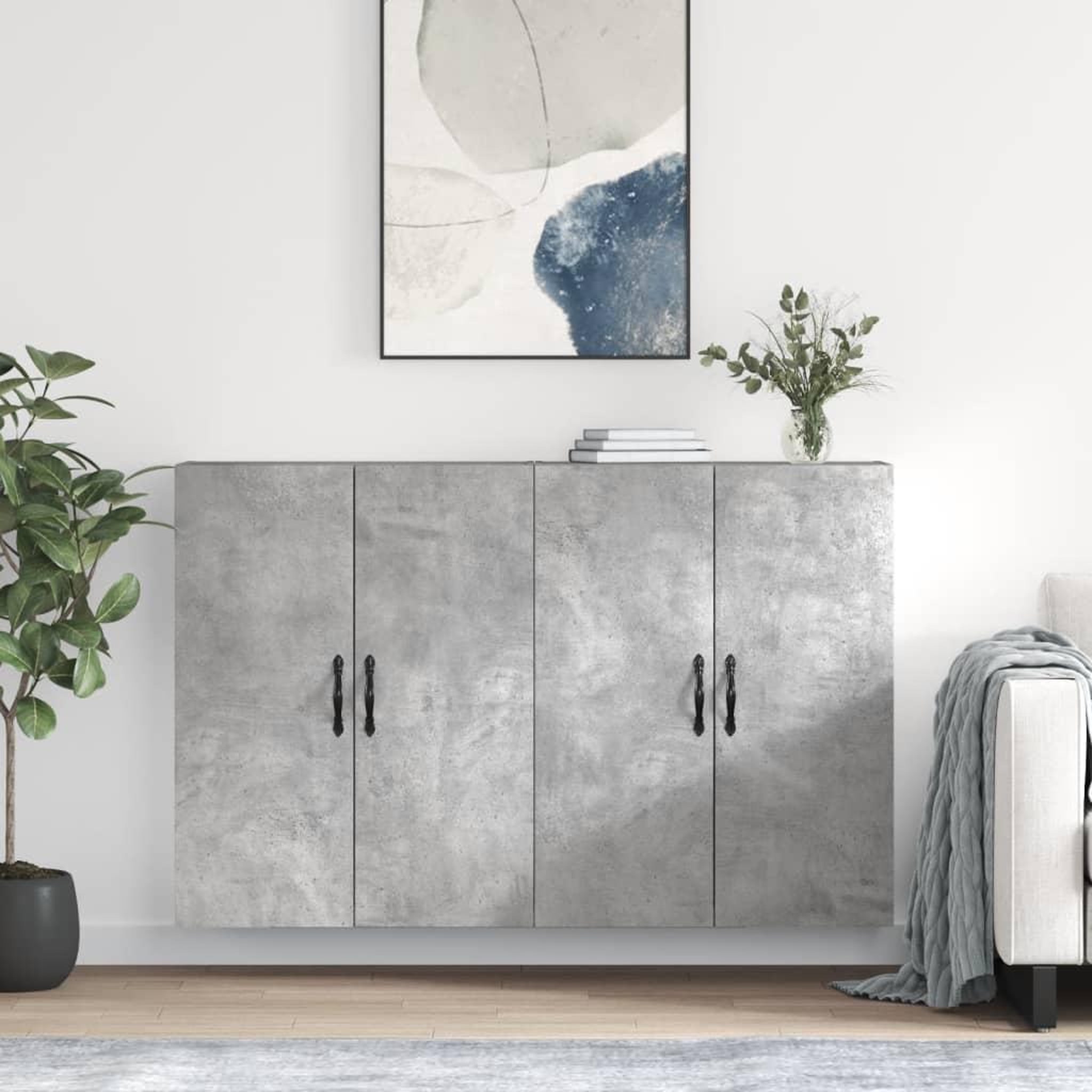 VIDAXL Armoires murales 2 pcs gris beton bois d'ingenierie