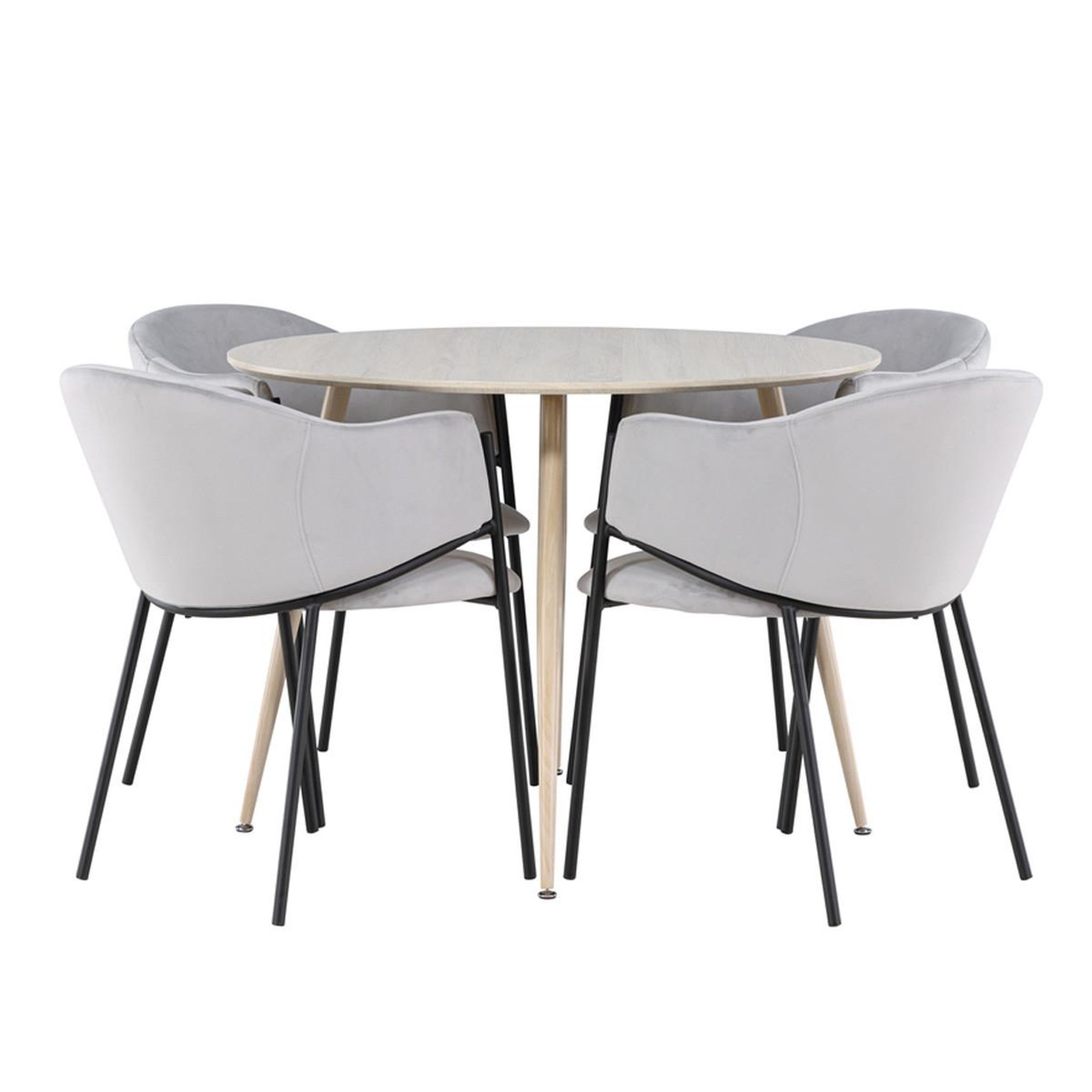 Paris Prix Ensemble table à manger & 4 chaises  plaza & evelina  100cm naturel & gris
