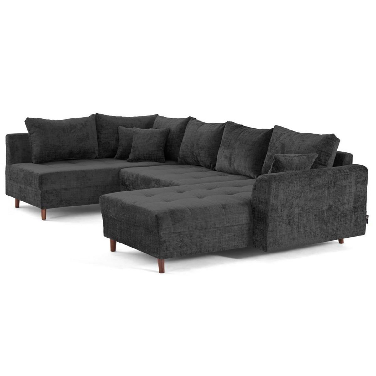 LISA DESIGN Rune - canapé panoramique d'angle gauche 7 places en velours texturé