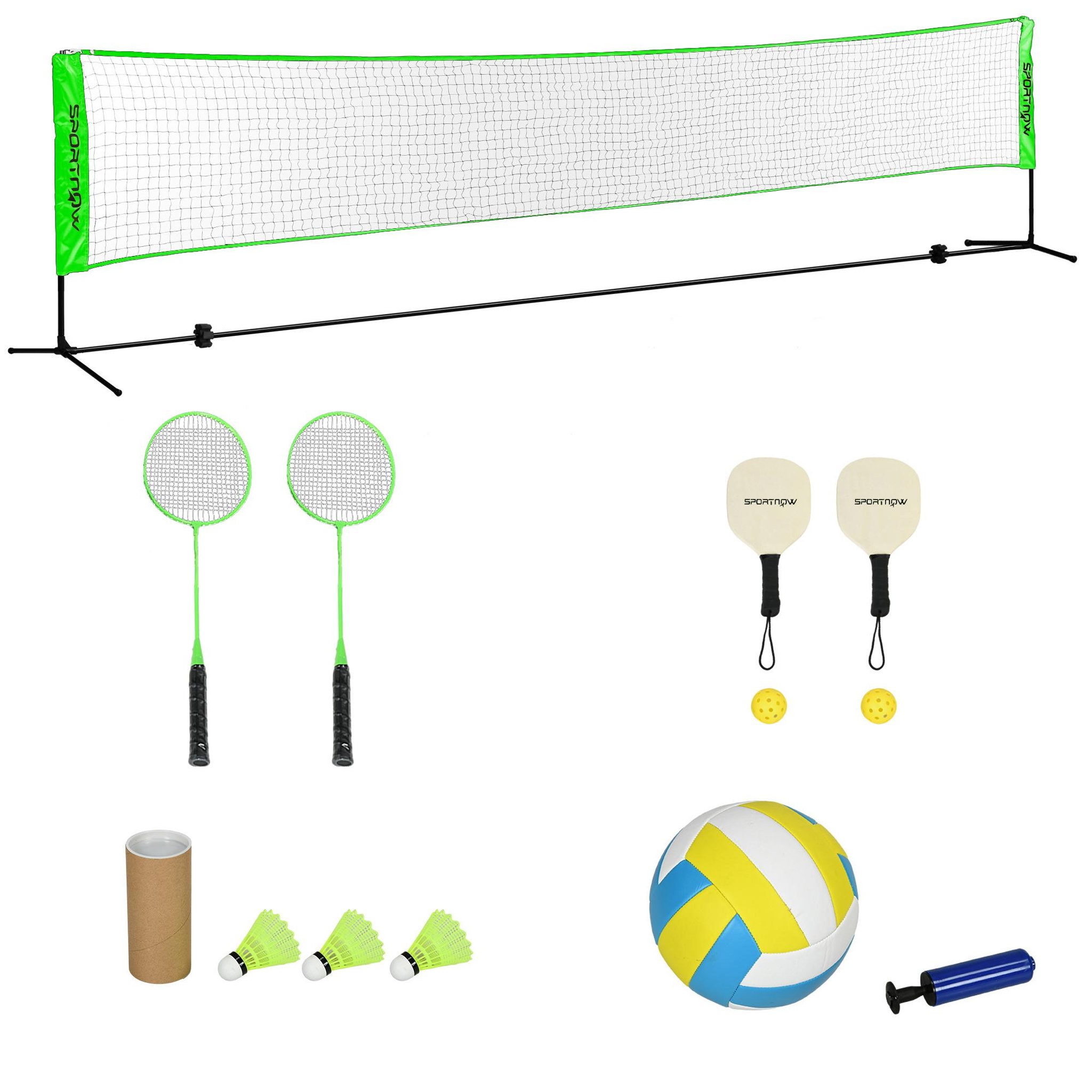 Voir la diapositive 1 : HOMCOM Ensemble set complet de badminton, pickleball et volleyball 3 en 1 réglable