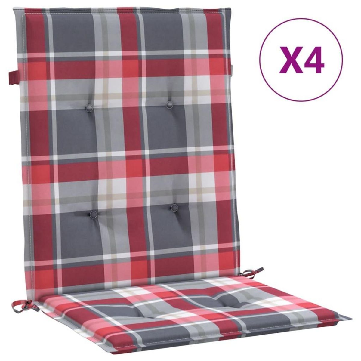 VIDAXL Coussins de chaise de jardin a dossier bas lot de 4
