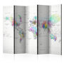 Voir la diapositive 1 : Paris Prix Paravent 5 Volets   White Colorful World Map  172x225cm