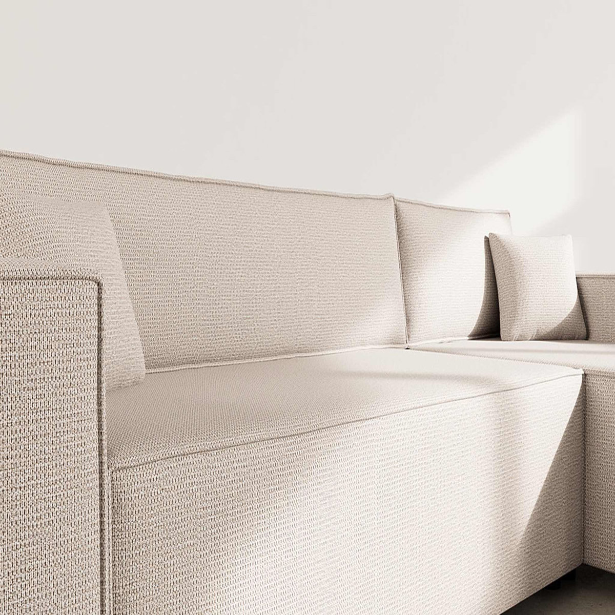 BEST MOBILIER Jonas - canapé d'angle réversible 4 places convertible avec coffre en tissu texturé