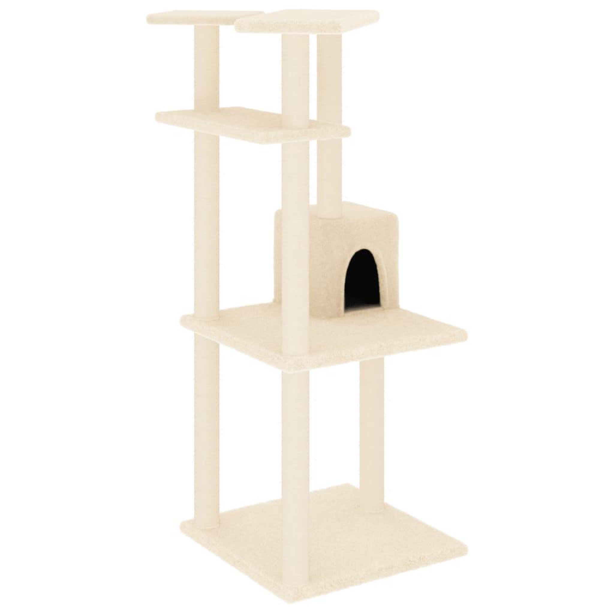 Voir la diapositive 2 : VIDAXL Arbre a chat avec griffoirs en sisal creme 123 cm