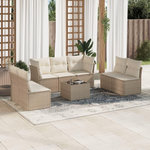 VIDAXL Salon de jardin avec coussins 8 pcs beige resine tressee