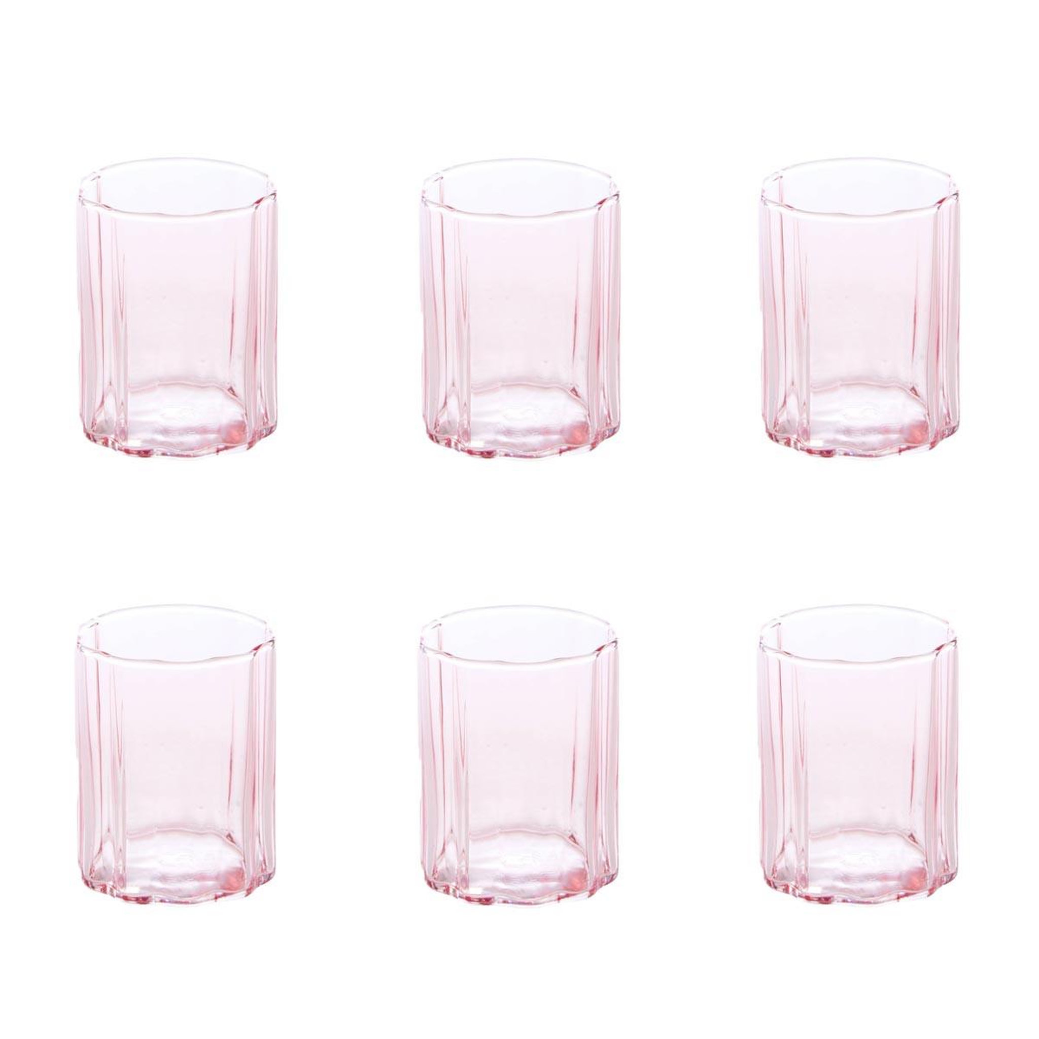 SECRET DE GOURMET Lot de 6 verres bas en verre  fleur  25cl rose