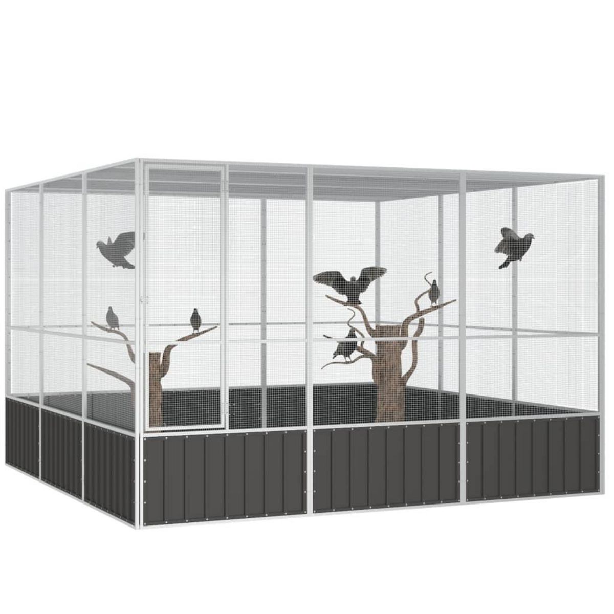 VIDAXL Cage a oiseaux Anthracite 302,5x324,5x211,5 cm Acier galvanise