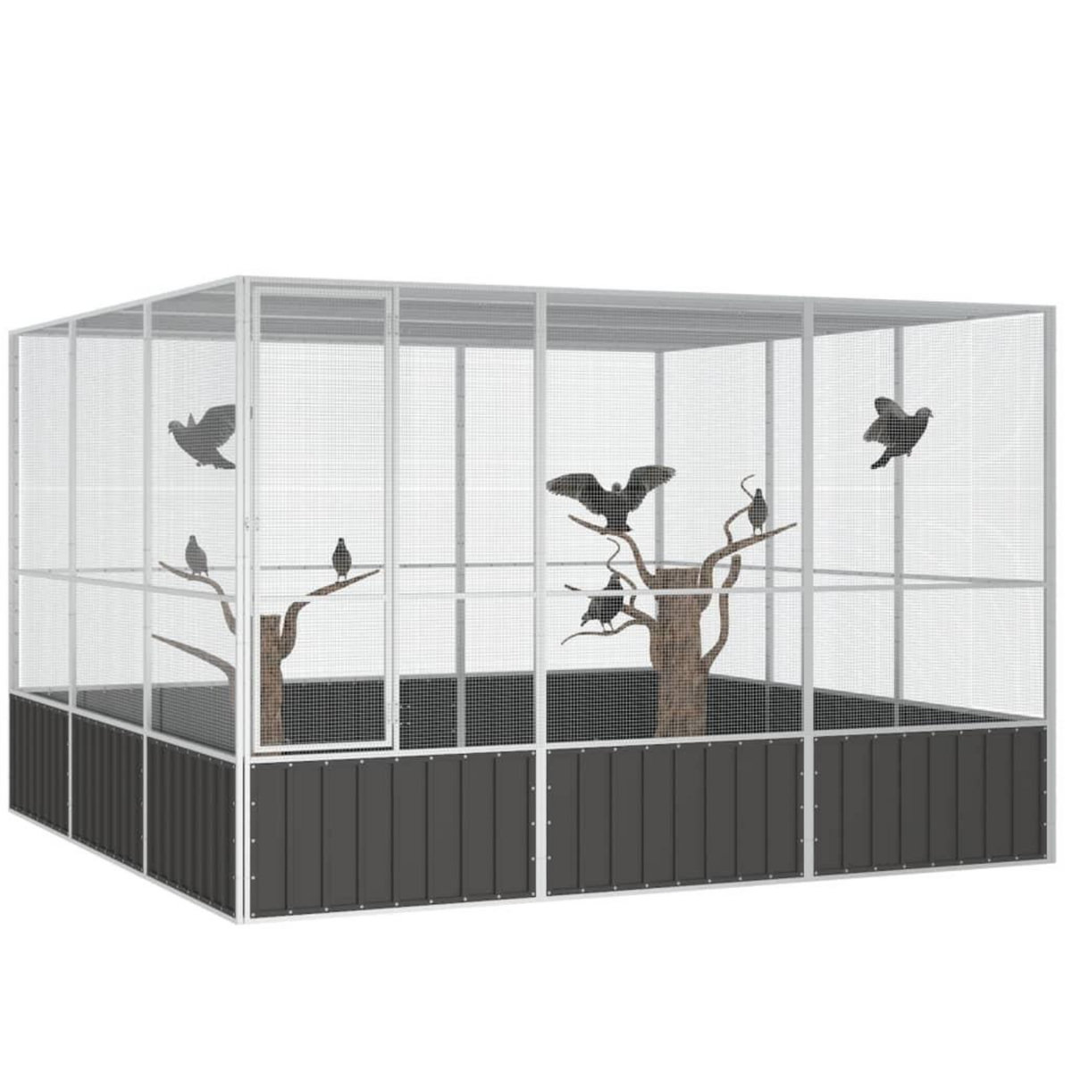 VIDAXL Cage a oiseaux Anthracite 302,5x324,5x211,5 cm Acier galvanise
