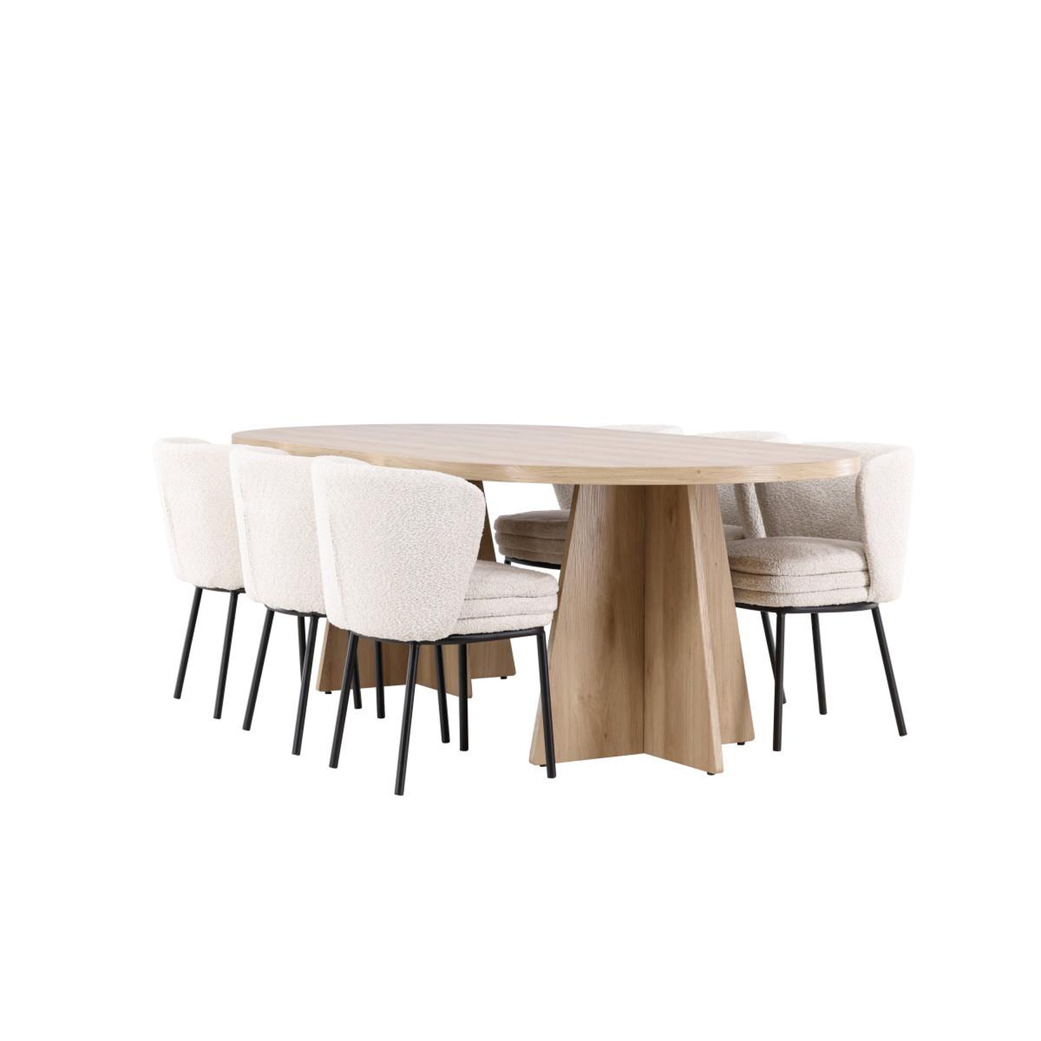 Voir la diapositive 4 : Paris Prix Ensemble table à manger & 6 chaises  bootcut & agnes  230cm naturel & blanc