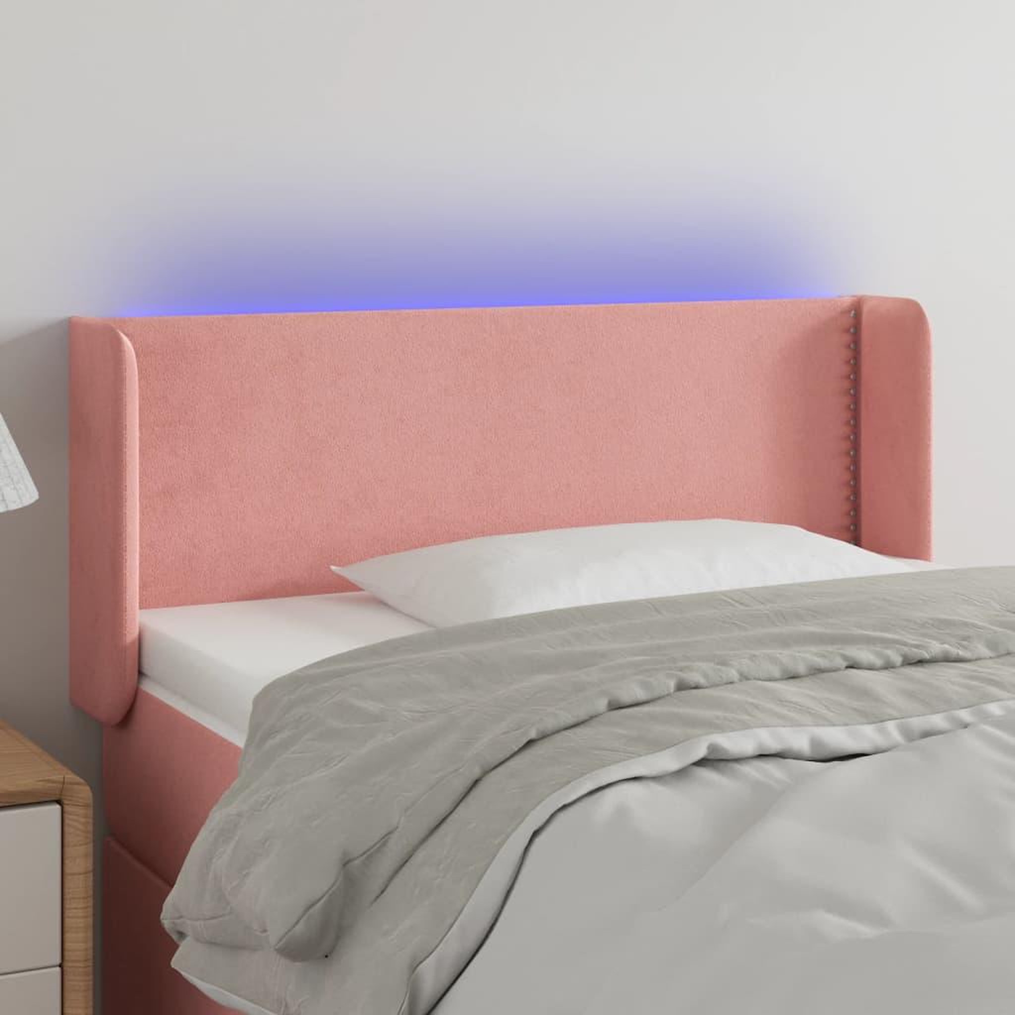Voir la diapositive 1 : VIDAXL Tete de lit a LED Rose 93x16x78/88 cm Velours
