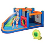 OUTSUNNY Château gonflable enfant - toboggan, trampoline, piscine - gonfleur, sac de transport inclus - dim. 3,8L x 3,4l x 1,7H m - polyester multicolore