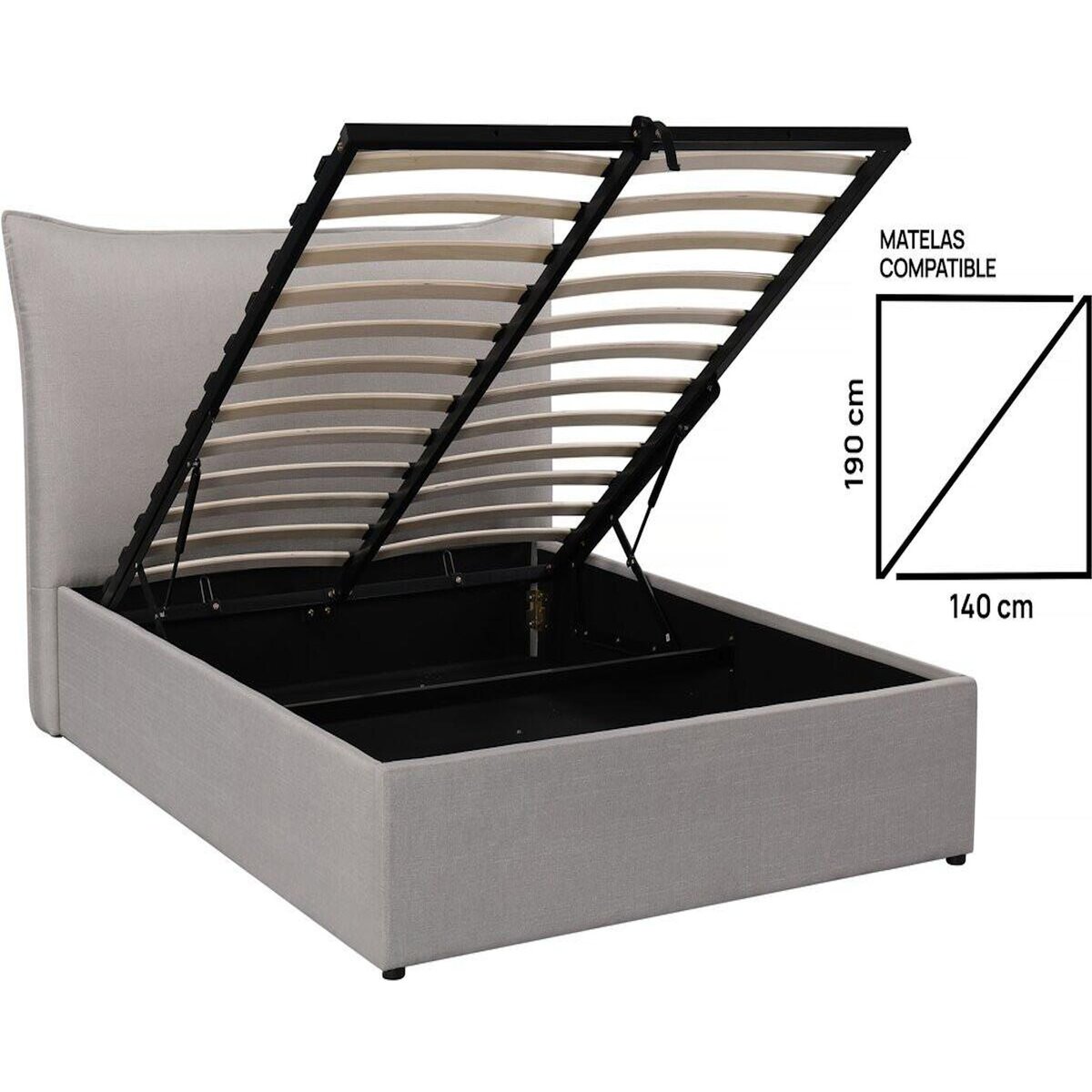 Habitat et Jardin Lit coffre double  Megeve  140 x 200 cm - Gris