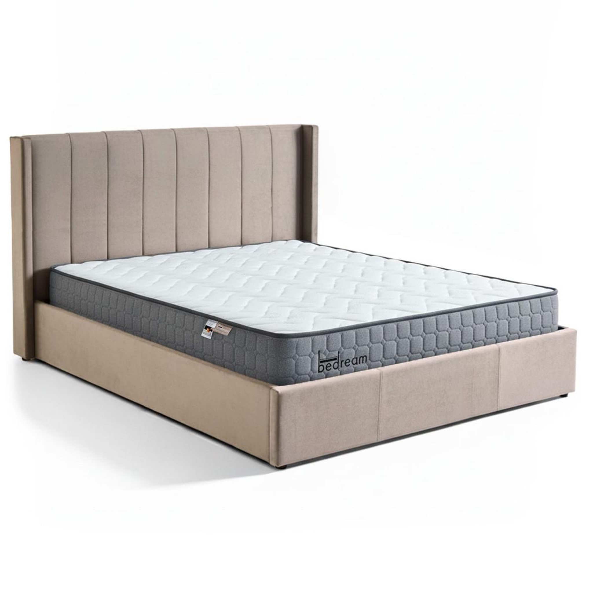 Paris Prix Pack lit coffre en velours & matelas  maggie & goodream  180x200cm taupe