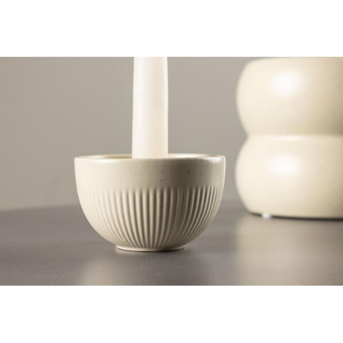 Paris Prix Bougeoir Design en Céramique  Posh  9cm Beige & Noir