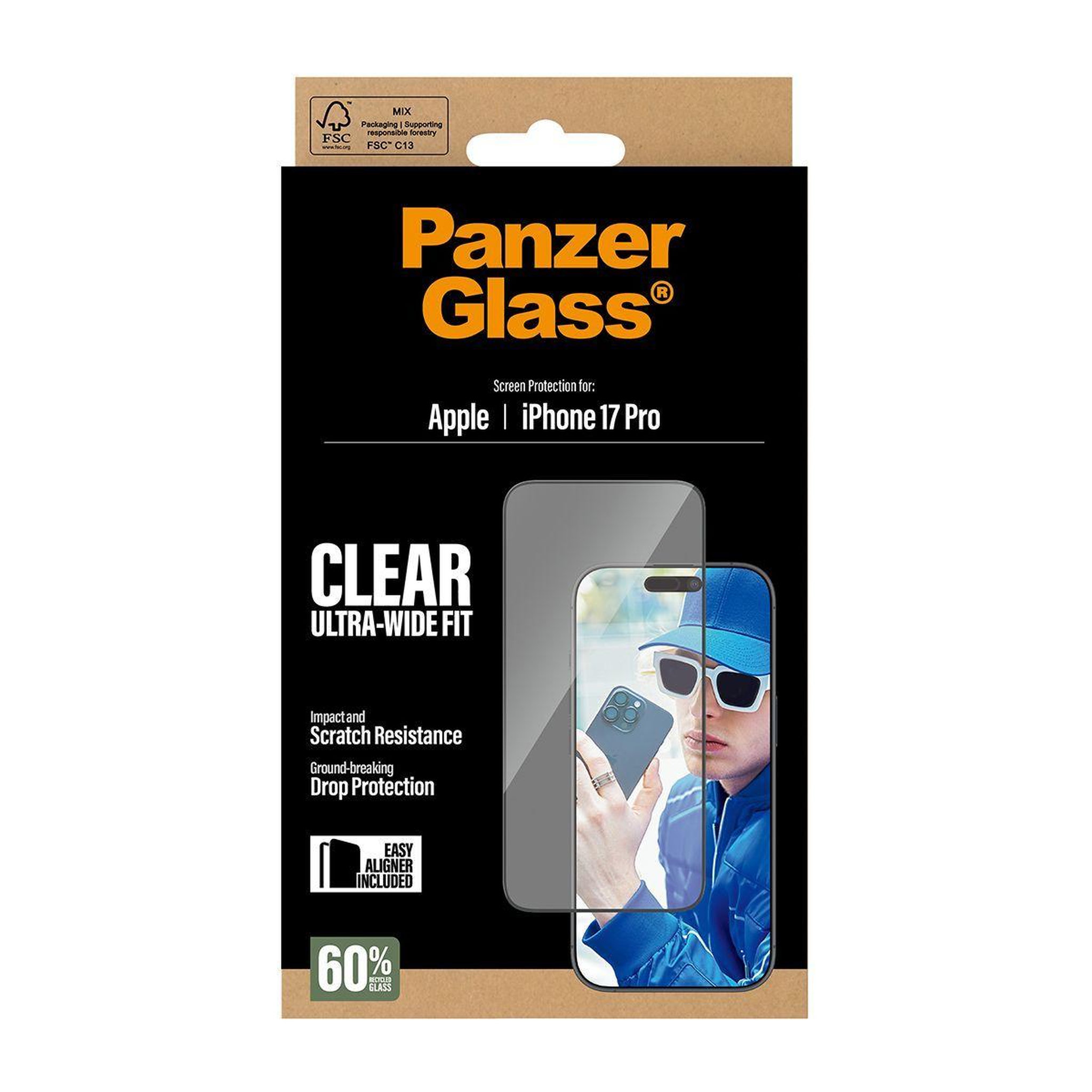 Voir la diapositive 3 : PANZERGLASS Protège écran iphone 17 pro verre trempé uwf