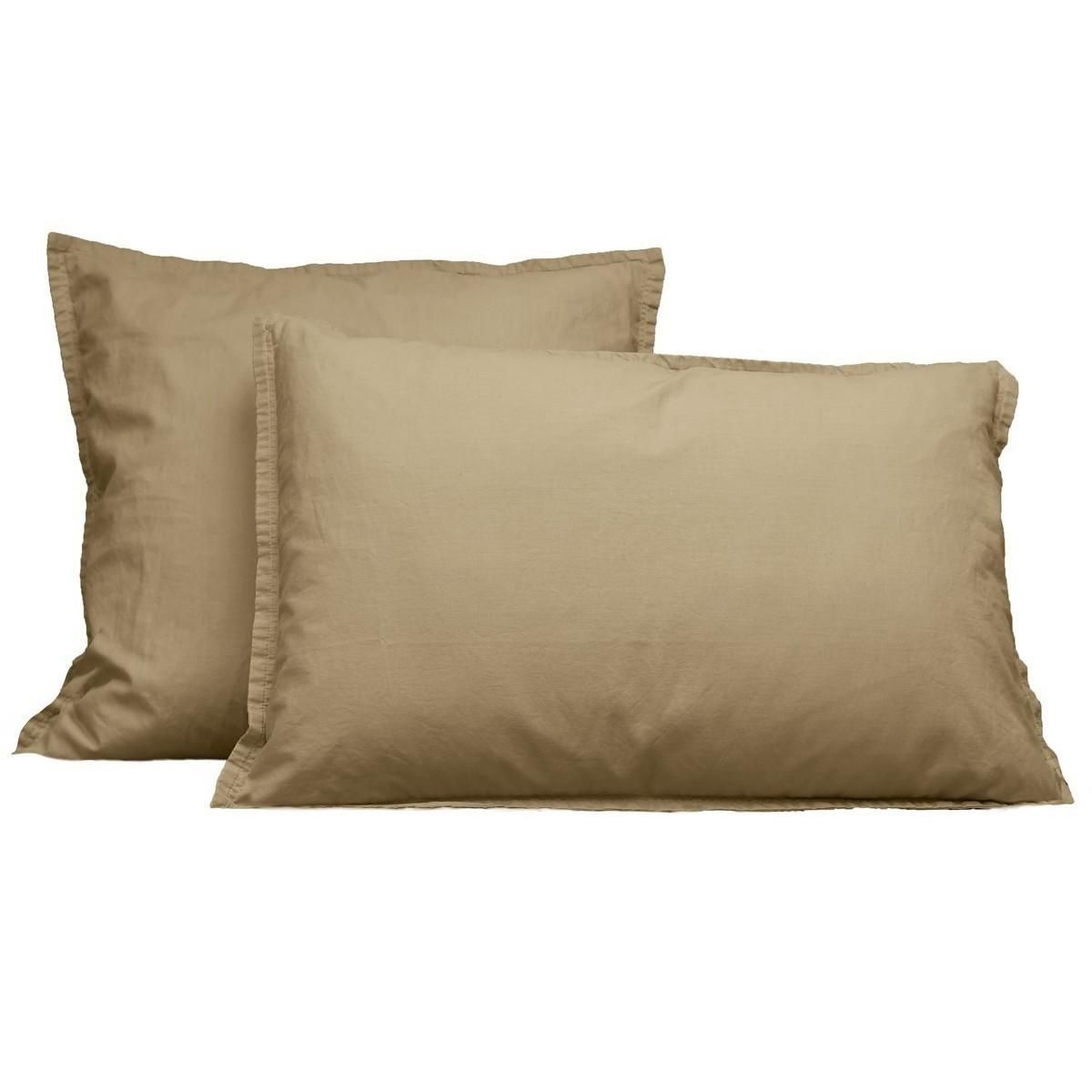 Sensei Maison Lot de 2 taies d'oreiller en coton lavé biologique ORGANIKA