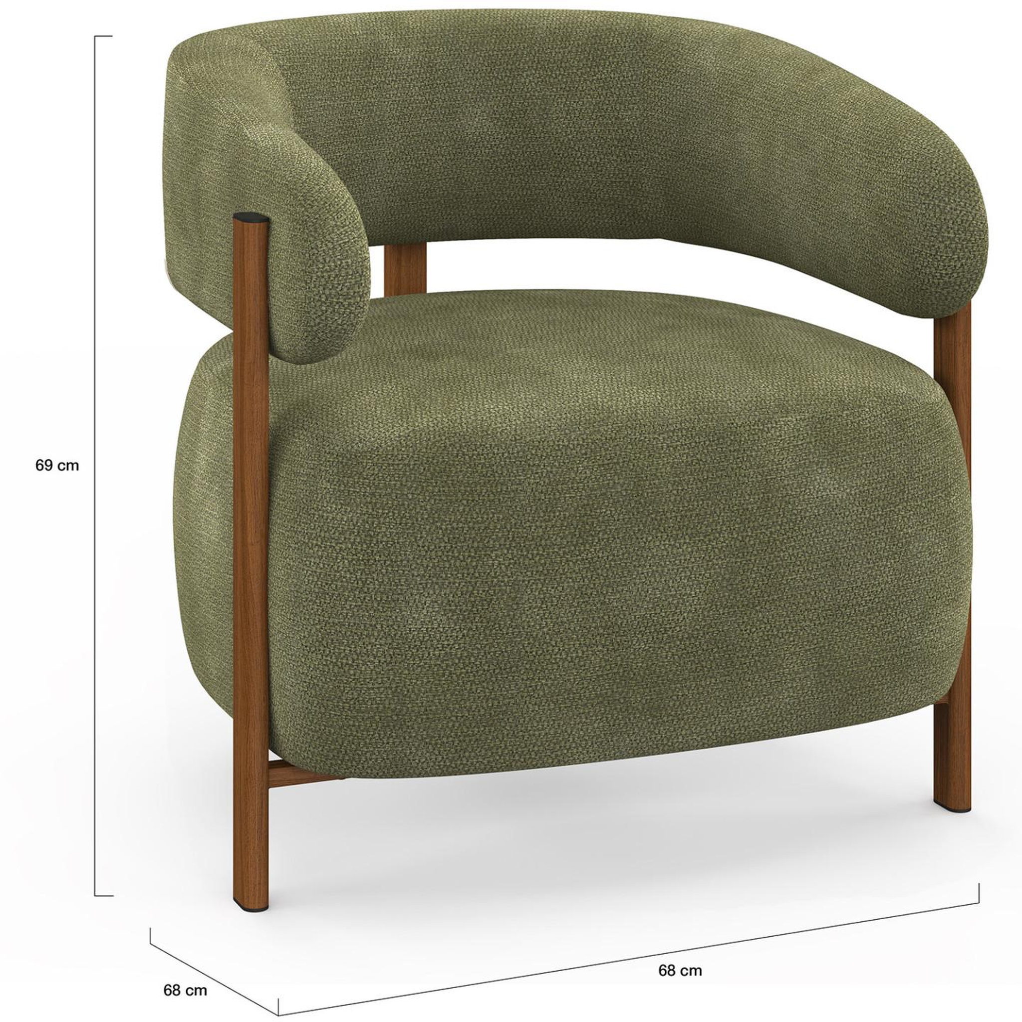 Voir la diapositive 5 : ID MARKET Fauteuil albert tissu chenille vert et pieds effet noyer