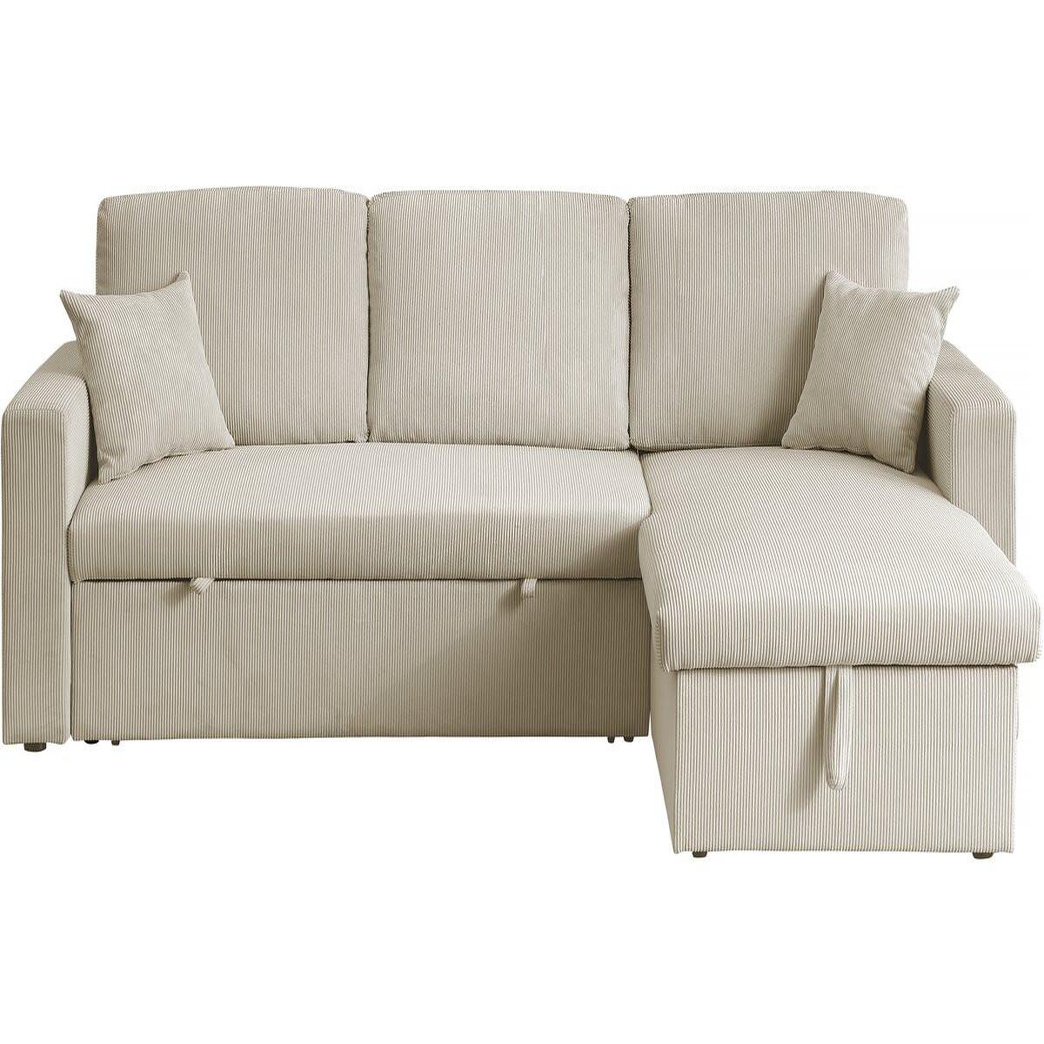 Habitat et Jardin Canapé d'angle convertible en velours côtelé  alain  - 3 places - beige