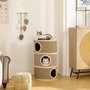 Voir la diapositive 6 : PAWHUT Arbre à chat cylindrique tonneau griffoir - 3 niches + plateforme - sisal corde d'algues beige