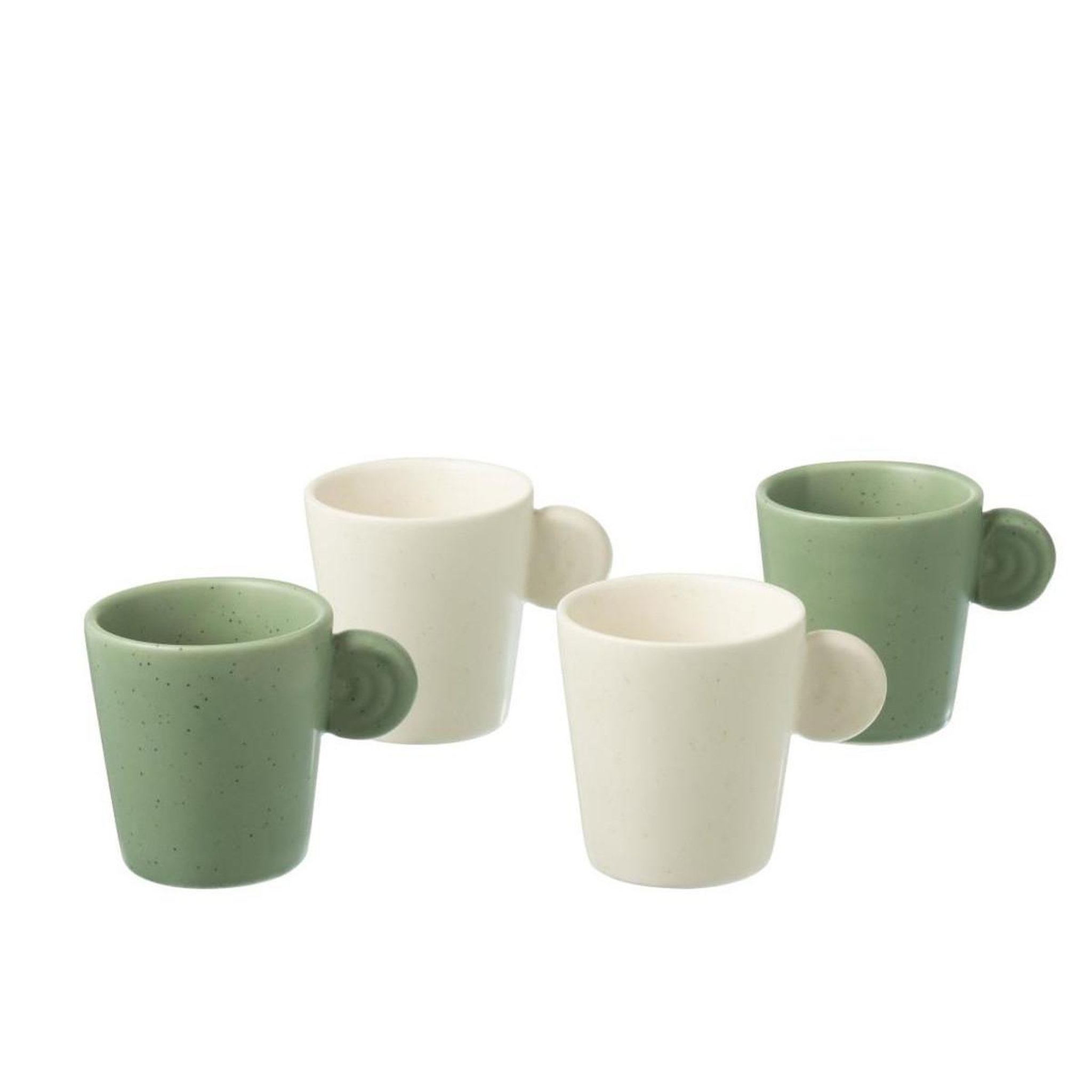 Voir la diapositive 3 : J-LINE Lot de 4 tasses à café  avery  7,5cl vert & blanc