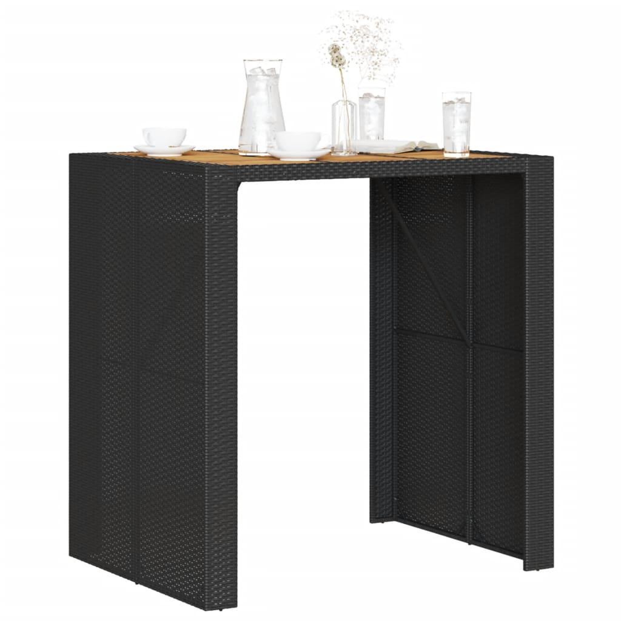 Voir la diapositive 4 : VIDAXL Table de bar de jardin et dessus en bois acacia resine tressee