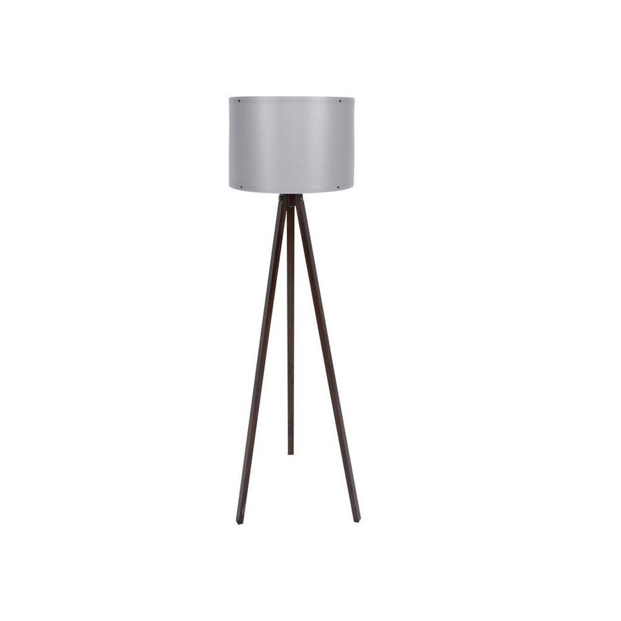 Lampe sur pied style scandinave grise et noyer 145 cm avec trépied MDF et abat-jour en polypropylène E27 40 W