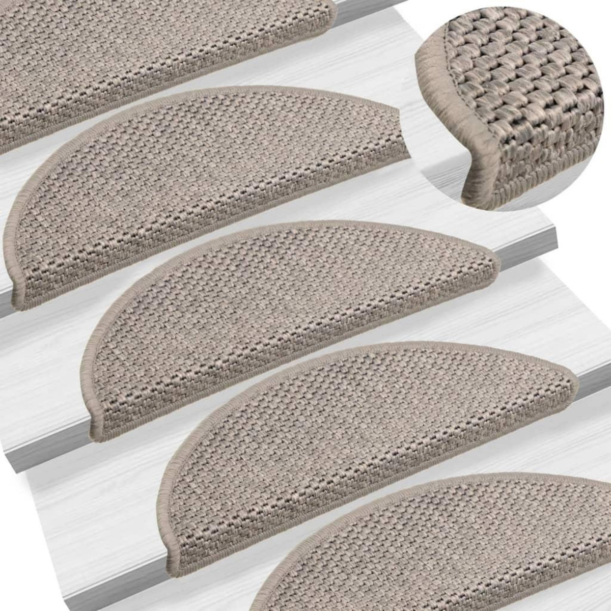 VIDAXL Tapis d'escalier autocollants aspect sisal 15 pcs 56x17x3 cm