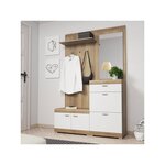 BEST MOBILIER Thea - meuble d'entrée - bois et blanc - 135 cm - style scandinave -. Coloris disponibles : Marron
