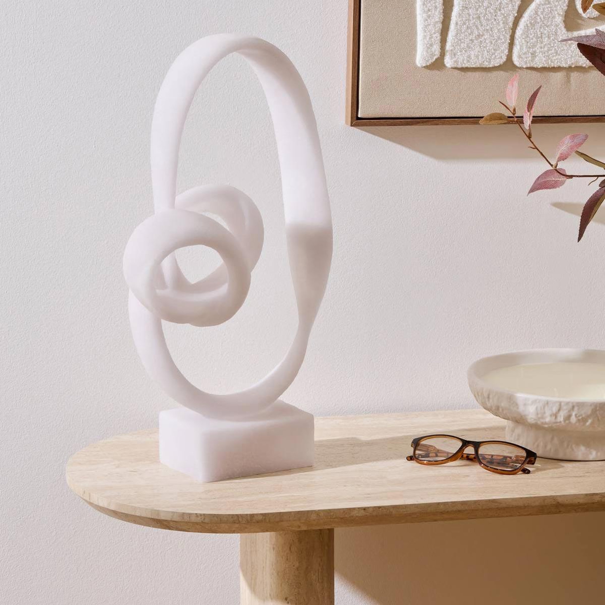 Voir la diapositive 3 : ATMOSPHERA Déco à poser en résine  louan  45cm blanc