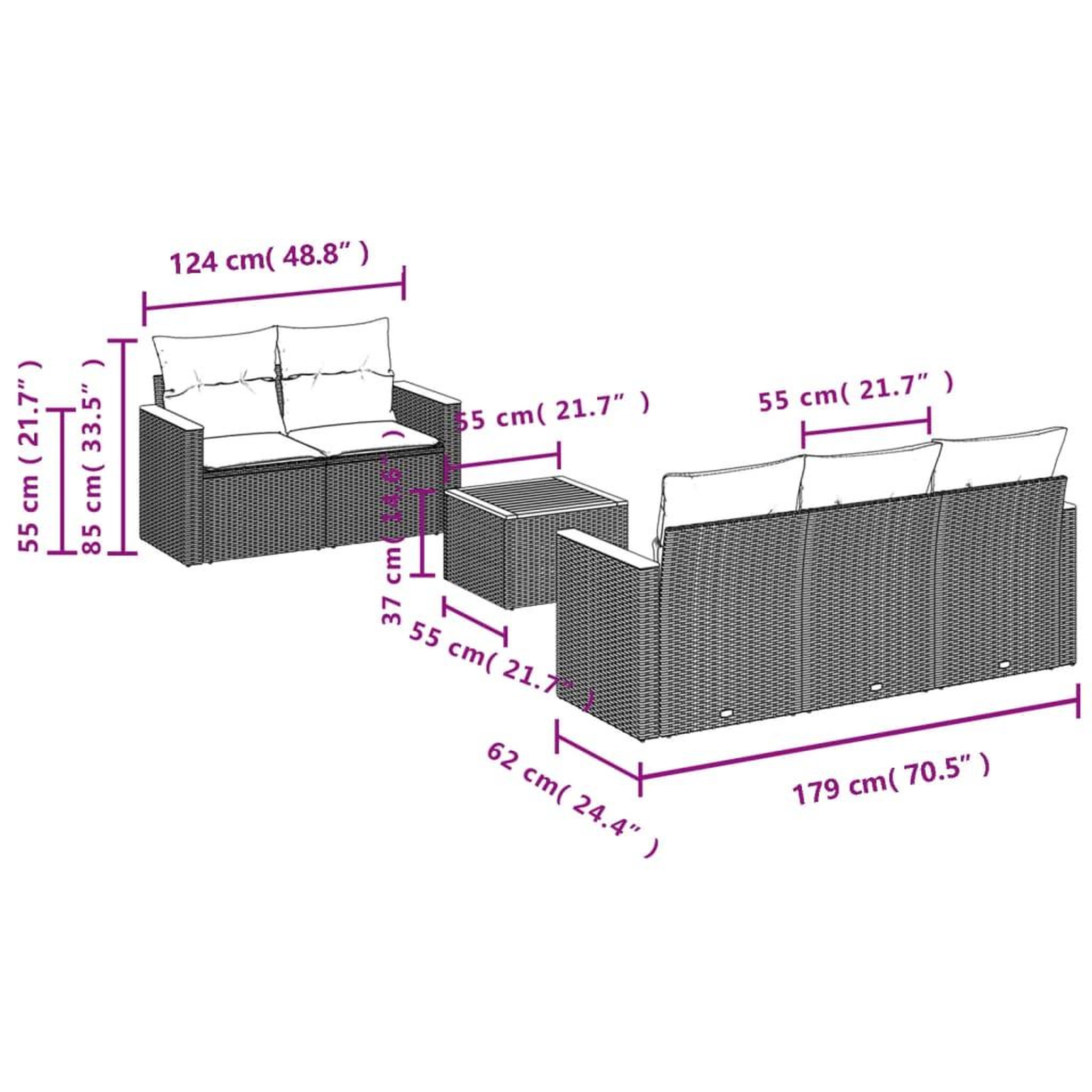 Voir la diapositive 4 : VIDAXL Salon de jardin 6 pcs avec coussins gris resine tressee