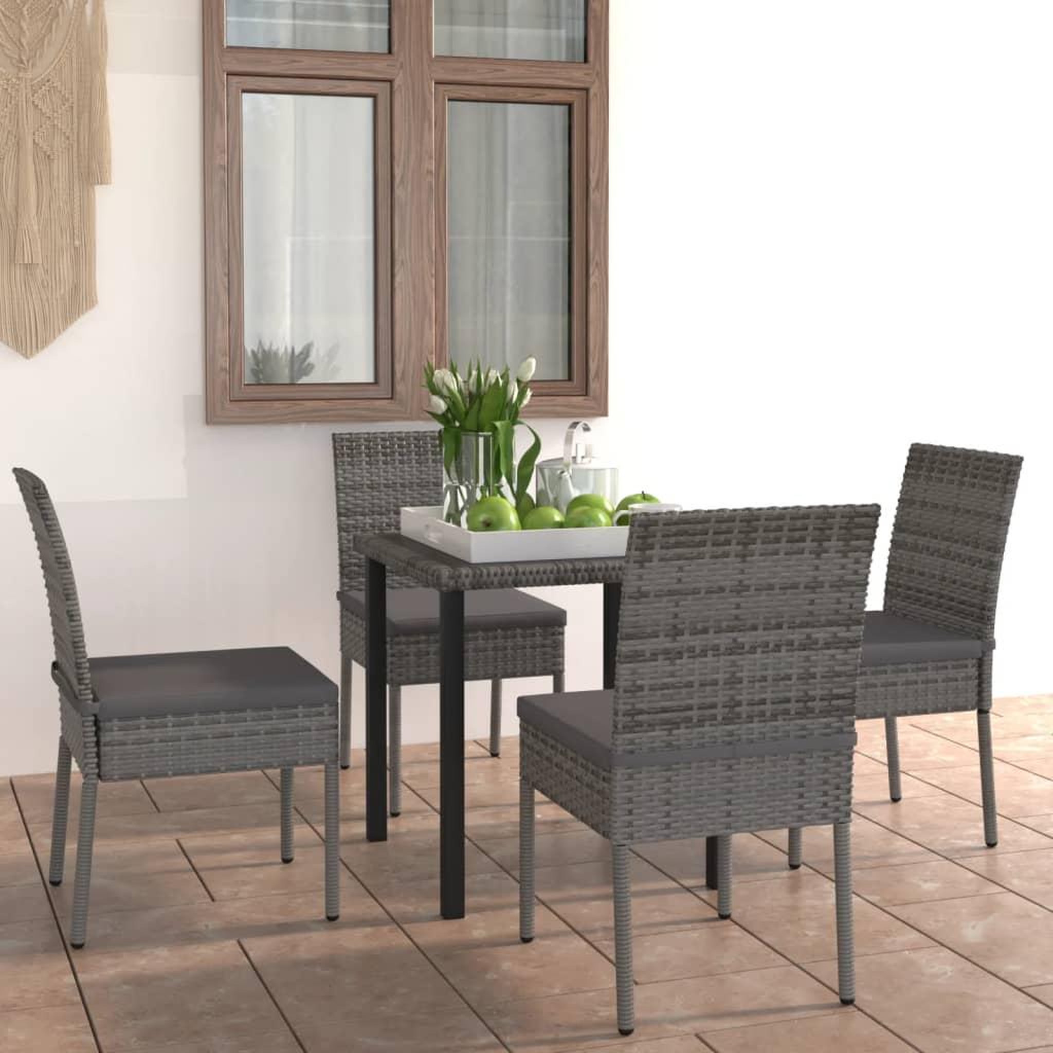 Voir la diapositive 1 : VIDAXL Ensemble a manger de jardin 5 pcs Resine tressee Gris