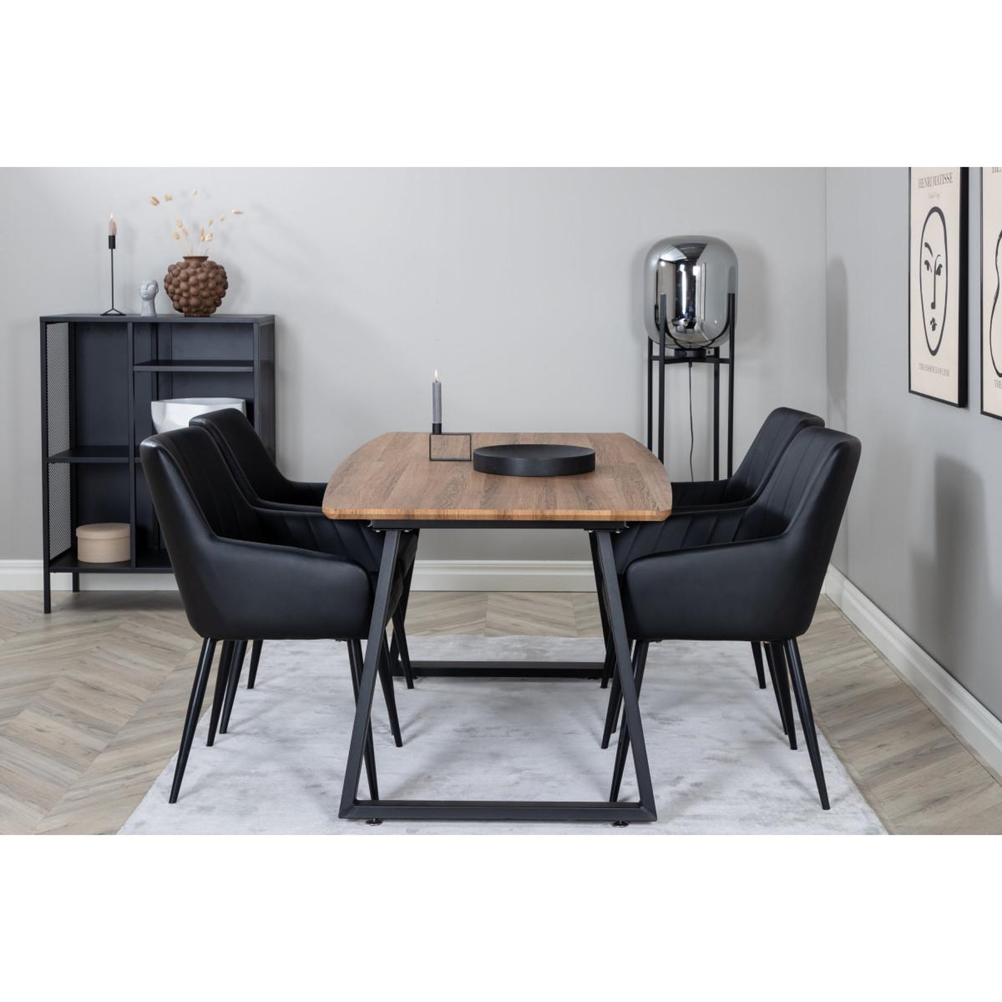 Voir la diapositive 5 : Paris Prix Ensemble table à manger extensible & 4 chaises  inca & comfort  160-200cm noyer & noir